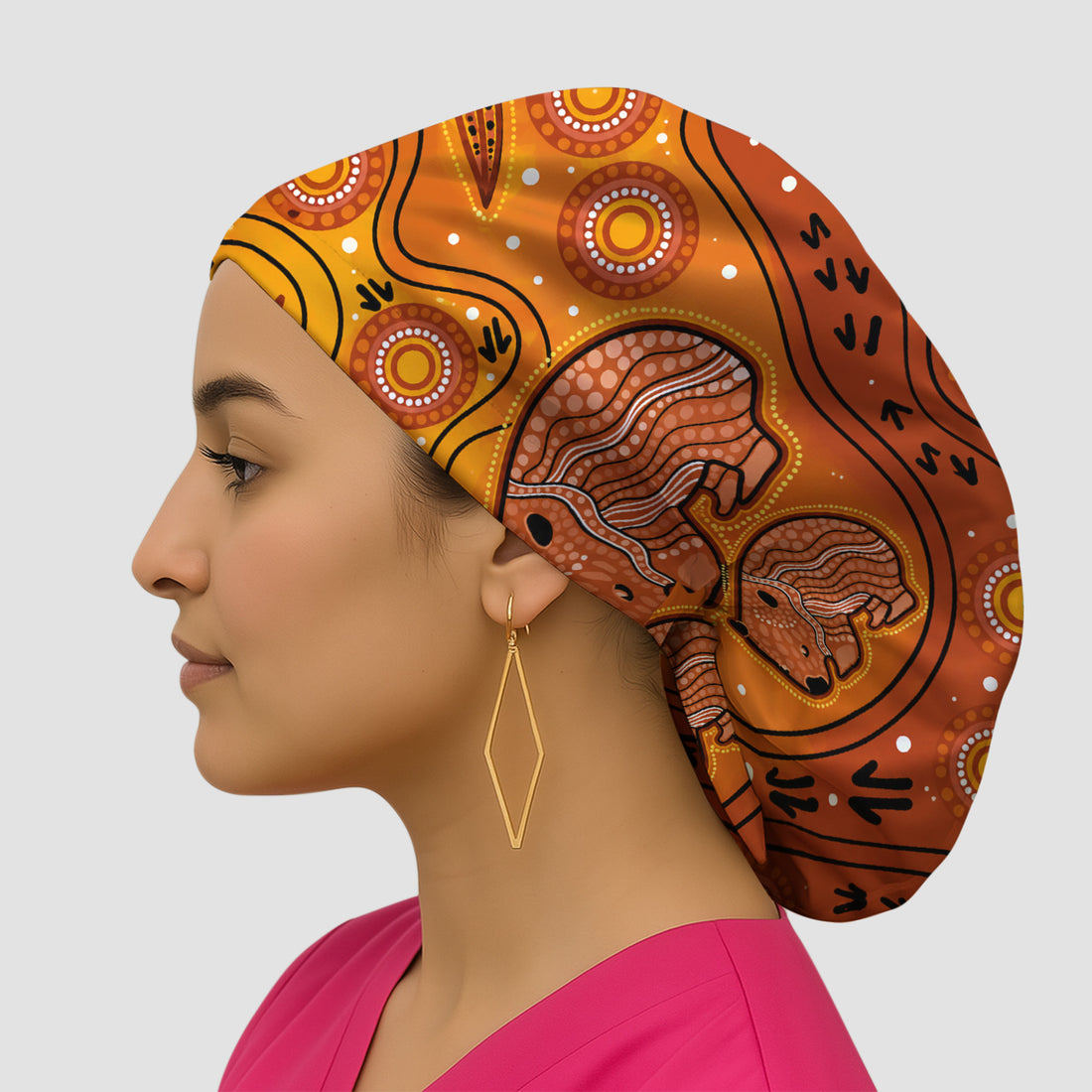 Australian Aboriginal Wombat Family Art Pattern Scrub Cap, Surgical Caps for Doctors