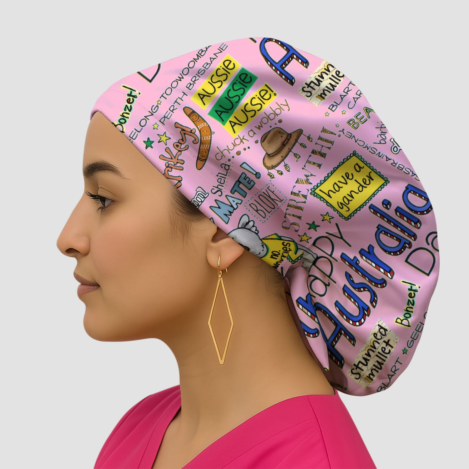 Cute Cartoon Koala Australia Pattern Medical Cap, Breathable Fabrics Caps Uniform
