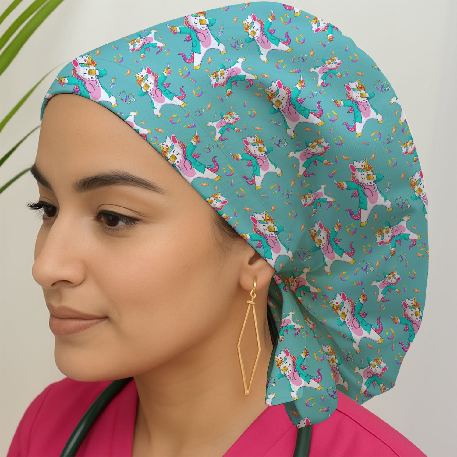 Cute Unicorn Nurse Dance Pattern Cap,Breathable Fabrics Caps Uniform