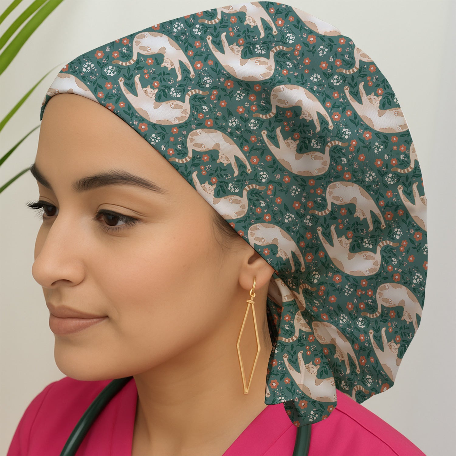 Glowing Blue Butterfly Garden Pattern Scrub Cap, Surgical Caps for Doctors