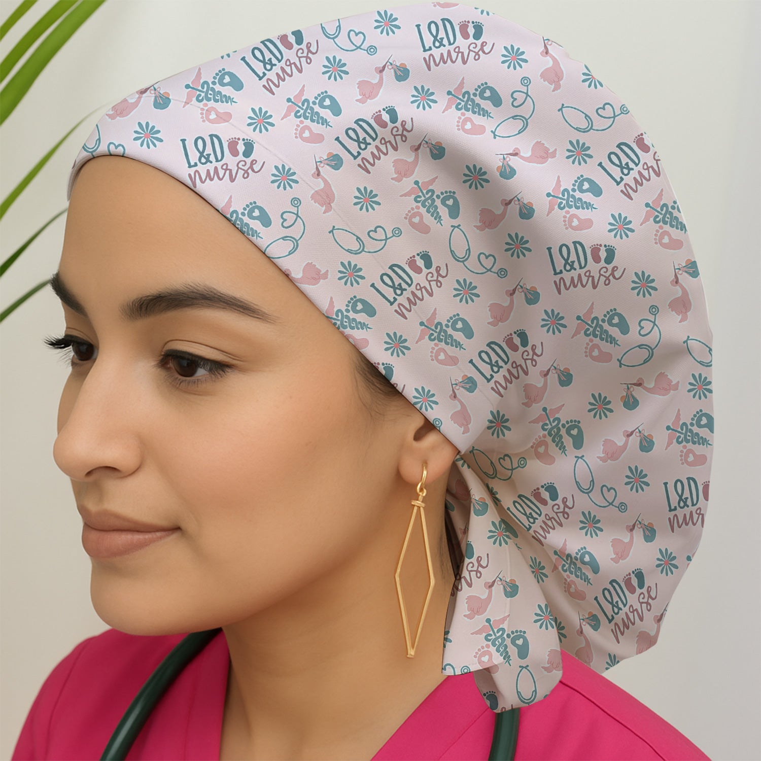 Cute Labor and Delivery Print Surgical Scrub Cap, Medical Work Hat
