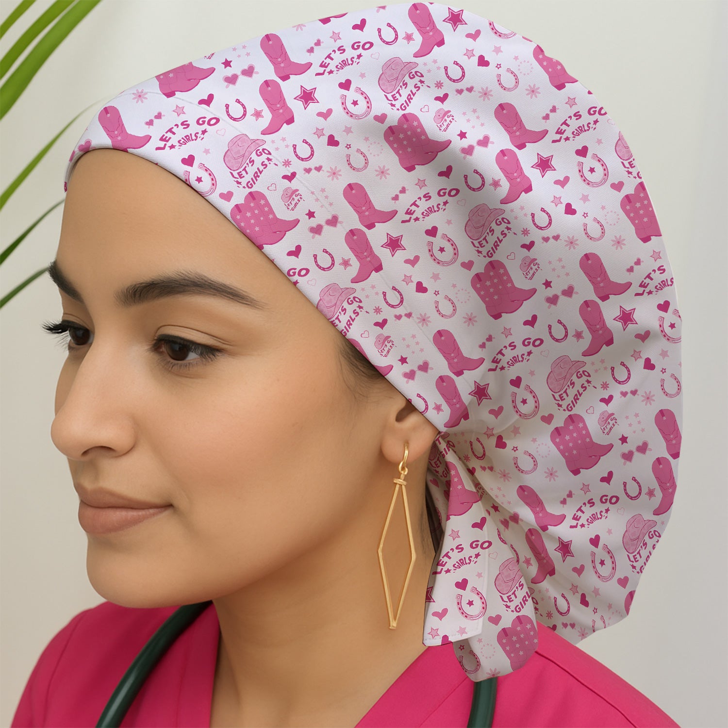 Cute Love Hearts Doodle Print Scrub Cap, Surgical Caps for Doctors