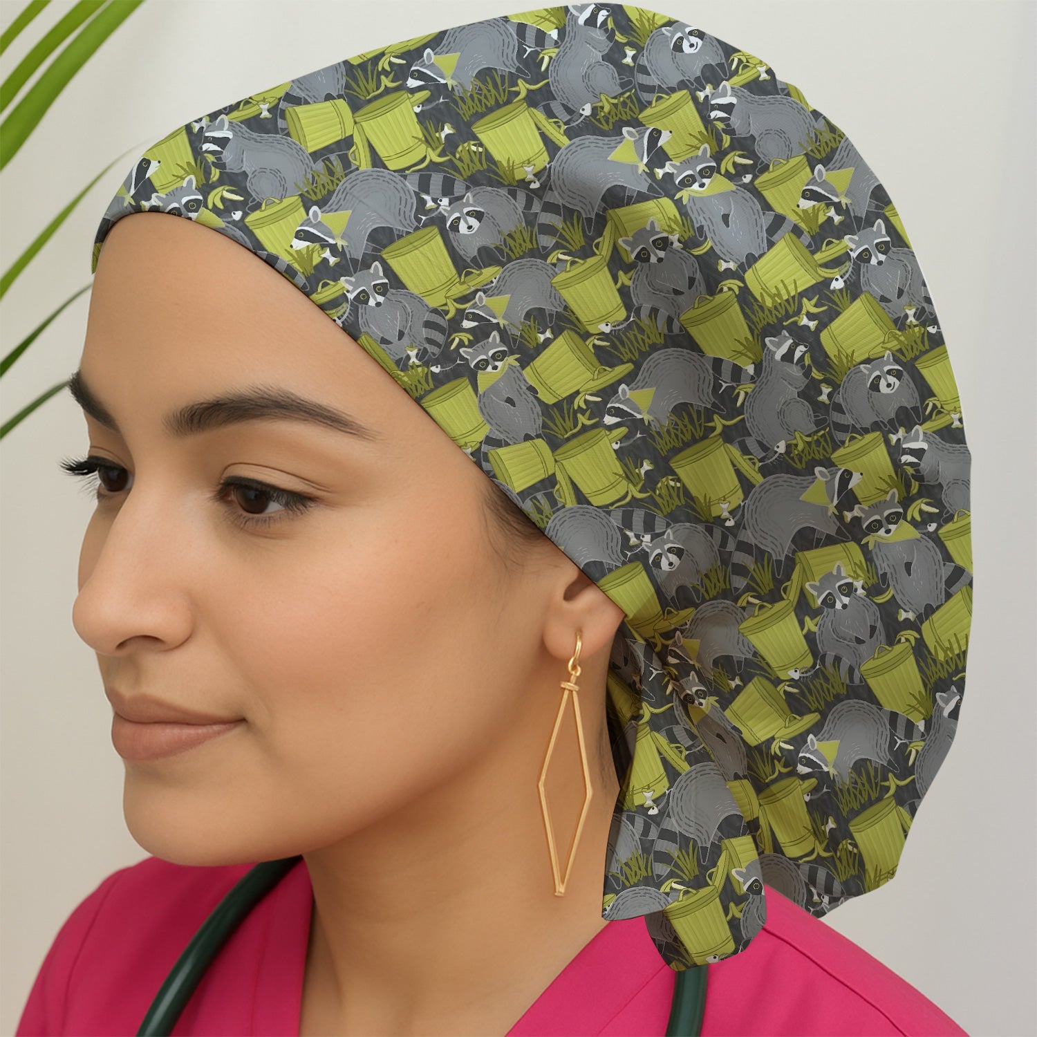 Cute Raccoon Trash Panda Pattern Scrub Cap, Surgical Caps for Doctors