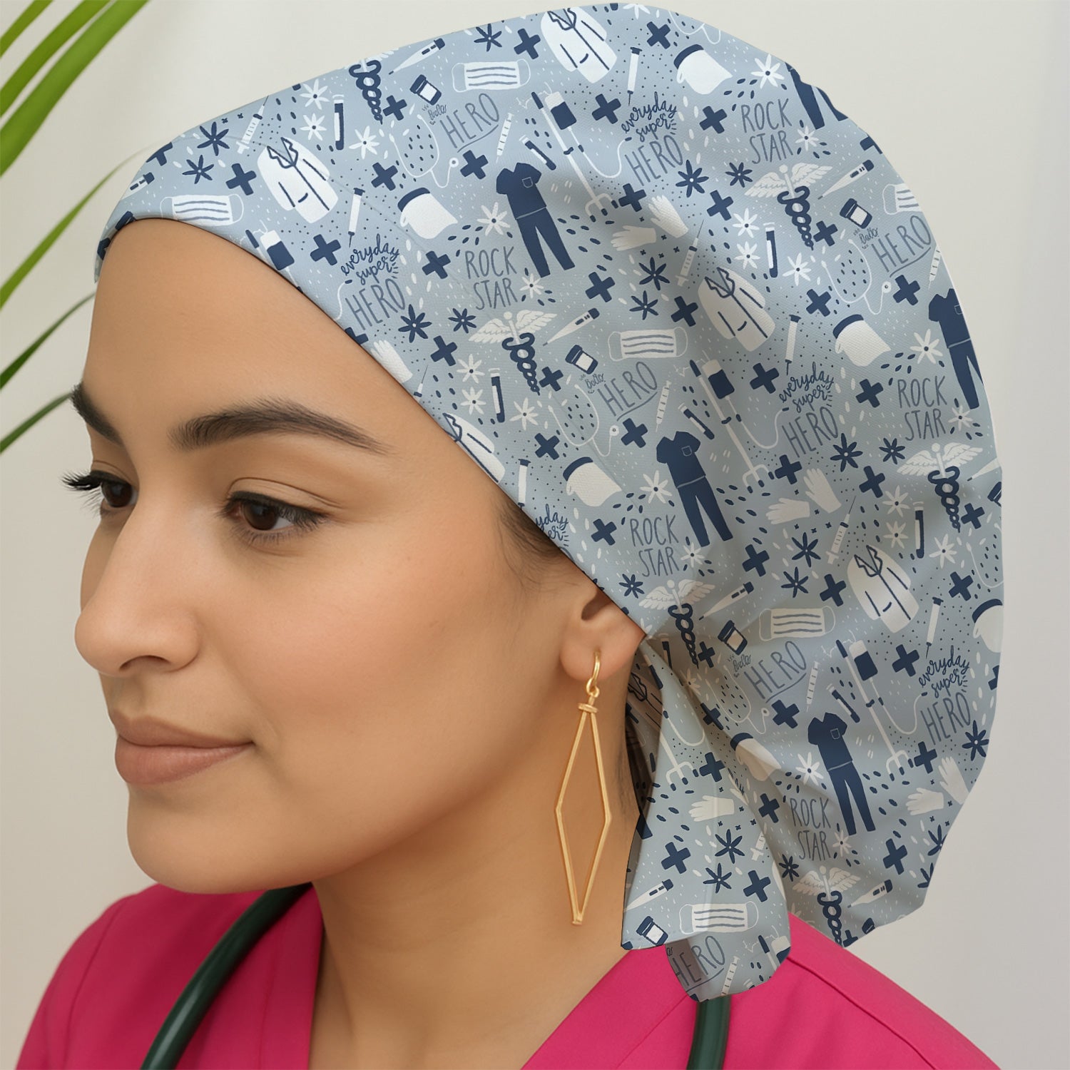 Inspirational Healthcare Hero Medical Tools Nurse Pattern Scrub Cap, Surgical Caps for Doctors