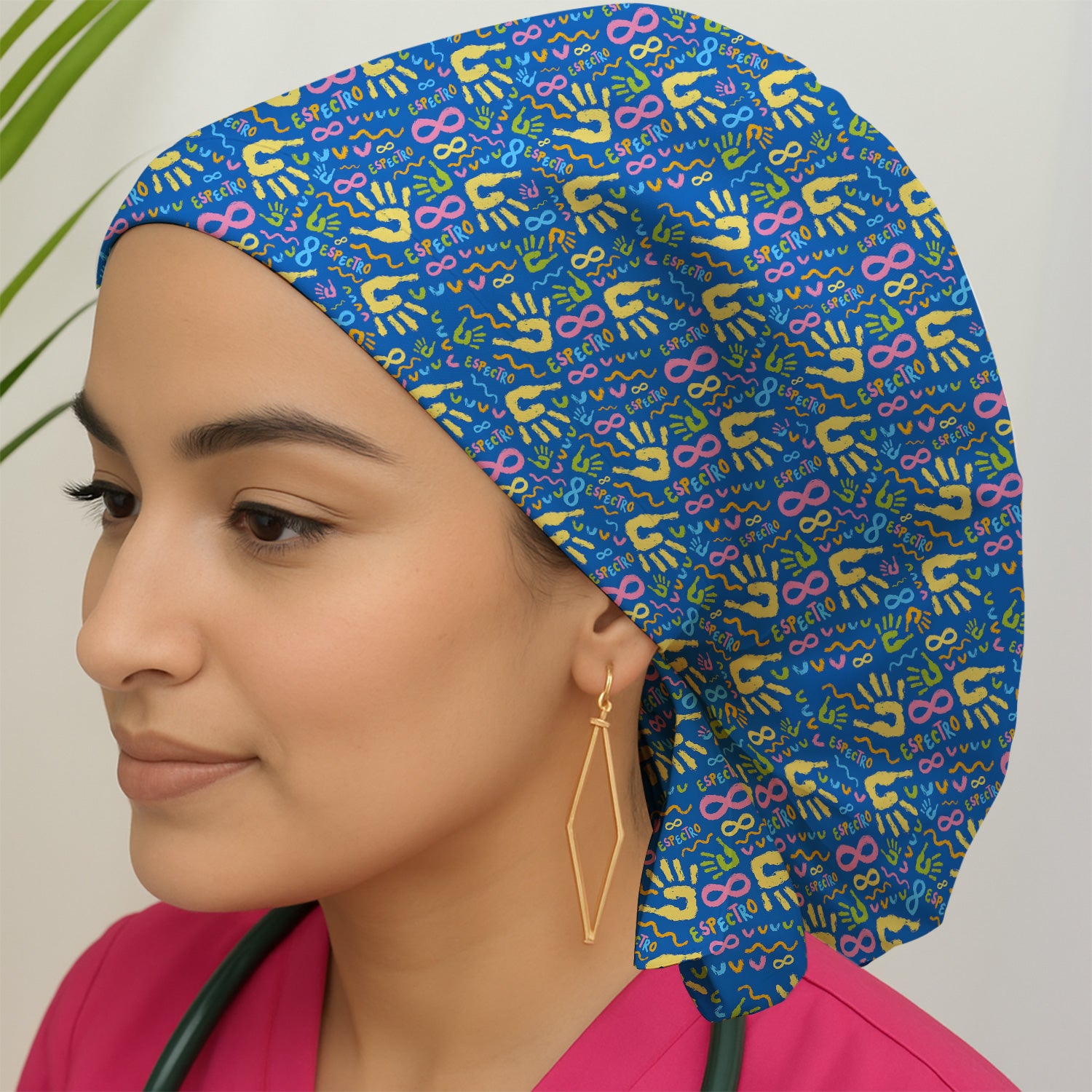 Autism Awareness Infinity Pattern Cap, Bouffant Scrub Caps for Women
