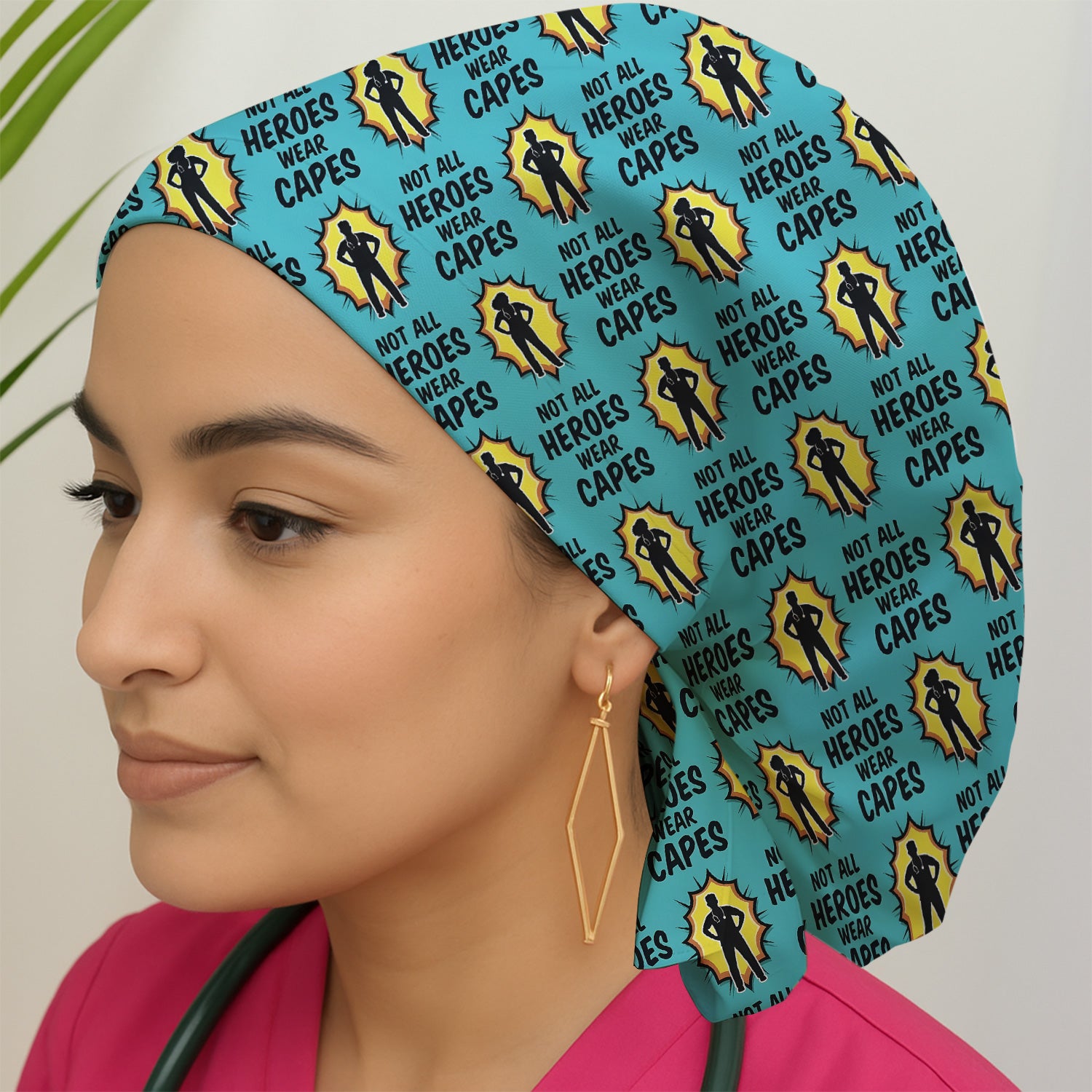 Not All Heroes Wear Capes Nurse Pattern Scrub Cap, Surgical Caps for Doctors