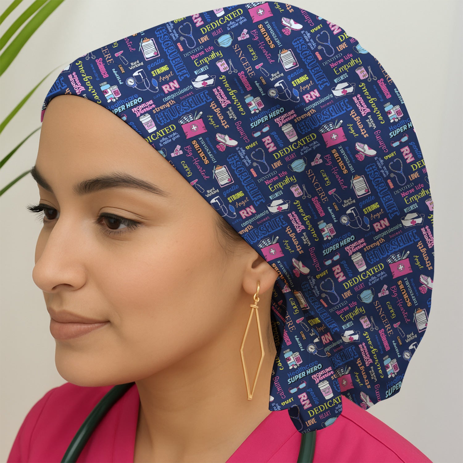 Colorful Nurse Life Typography Print Cap, Breathable Fabrics Caps Uniform