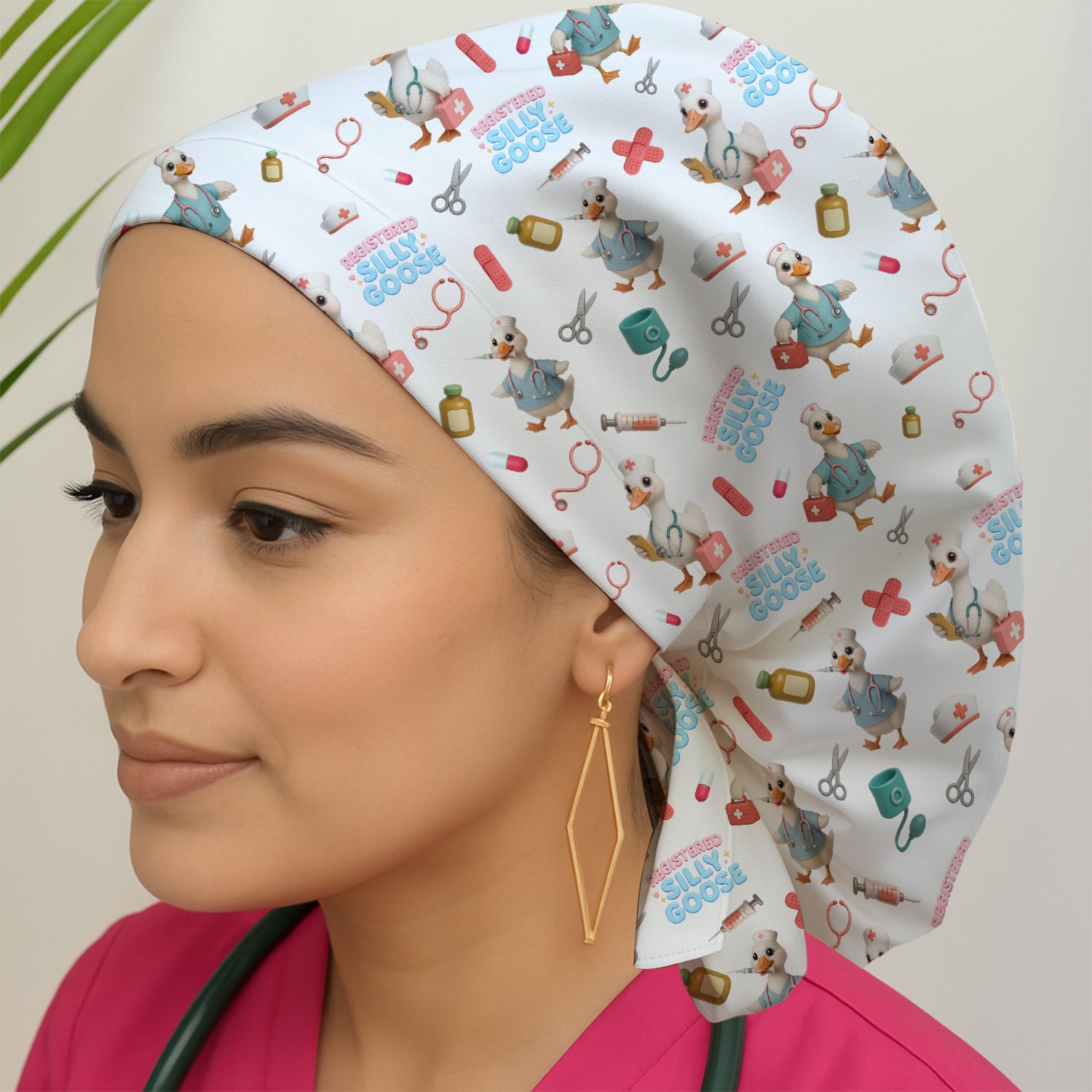 Funny Goose Nurse Scrubs Cap for Women, Registered Silly Goose Hat, Cute Medical Uniform for RN CNA LPN