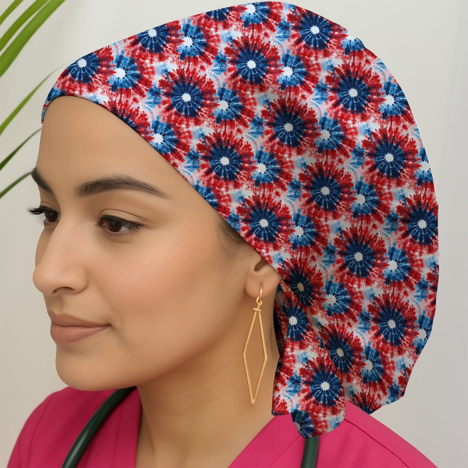 Festive Nurse Tie Dye Firework Burst Pattern Scrub Cap, Surgical Caps for Doctors