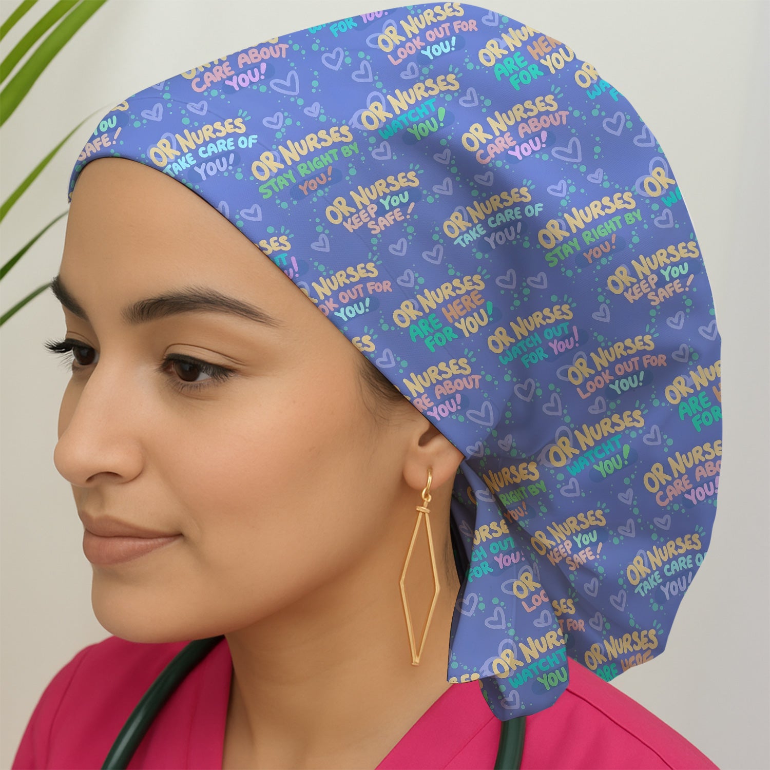 Inspirational Nurse Quote Care Message Pattern Scrub Cap, Surgical Caps for Doctors