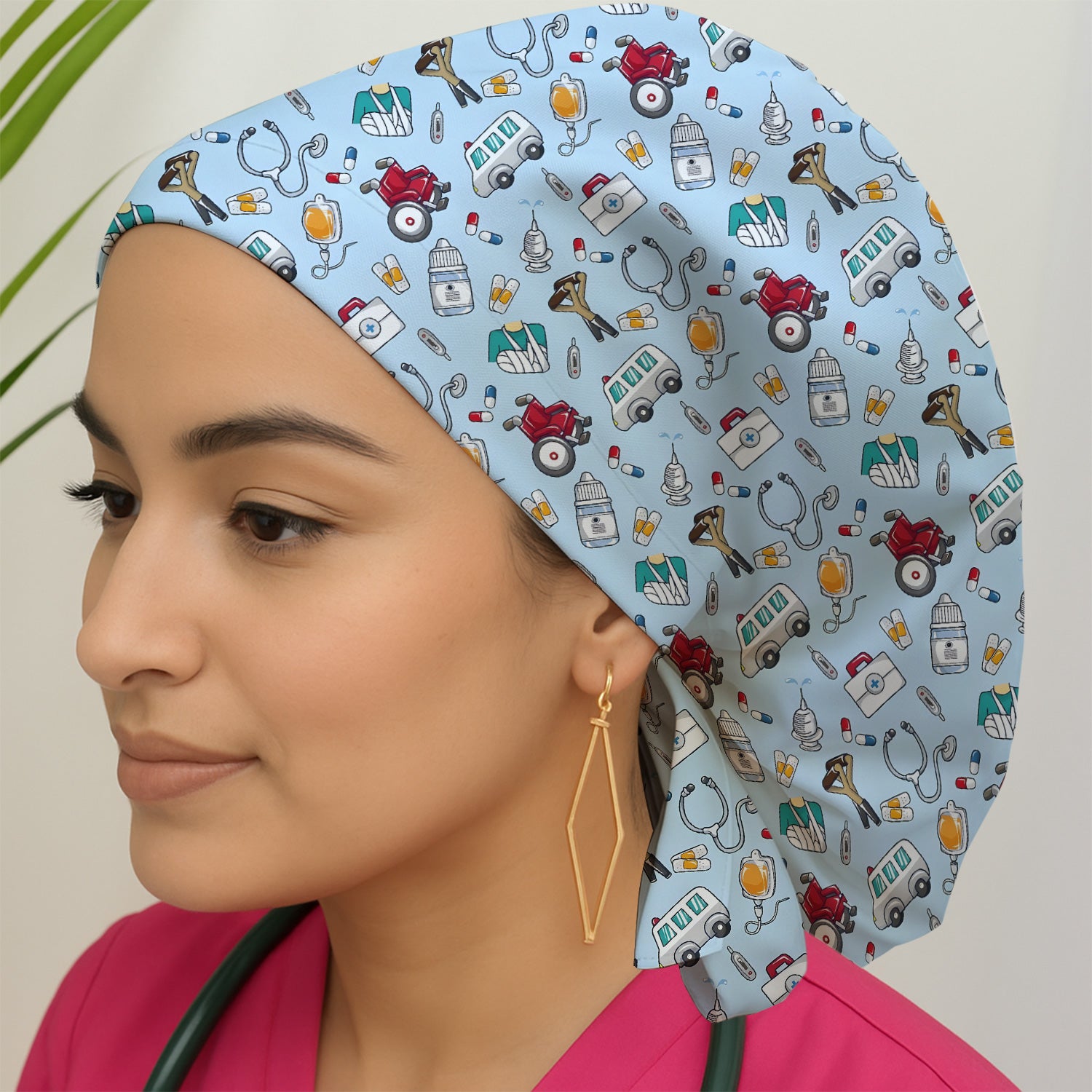 Care Medical Tools & Emergency Transport Pattern Scrub Cap, Surgical Caps for Doctors