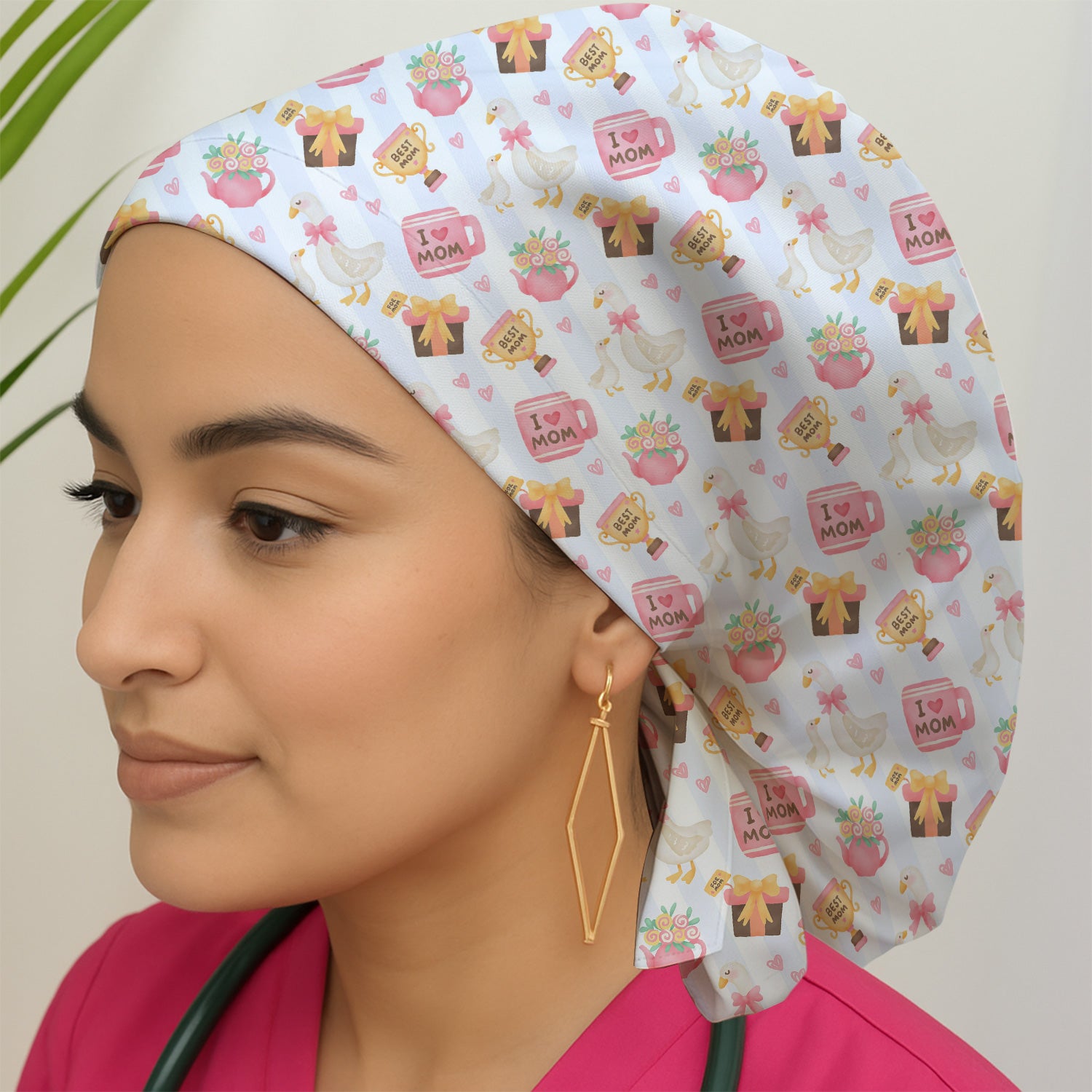 Sweet Nurse Mom Goose Gift Trophy Pattern Scrub Cap, Surgical Caps for Doctors