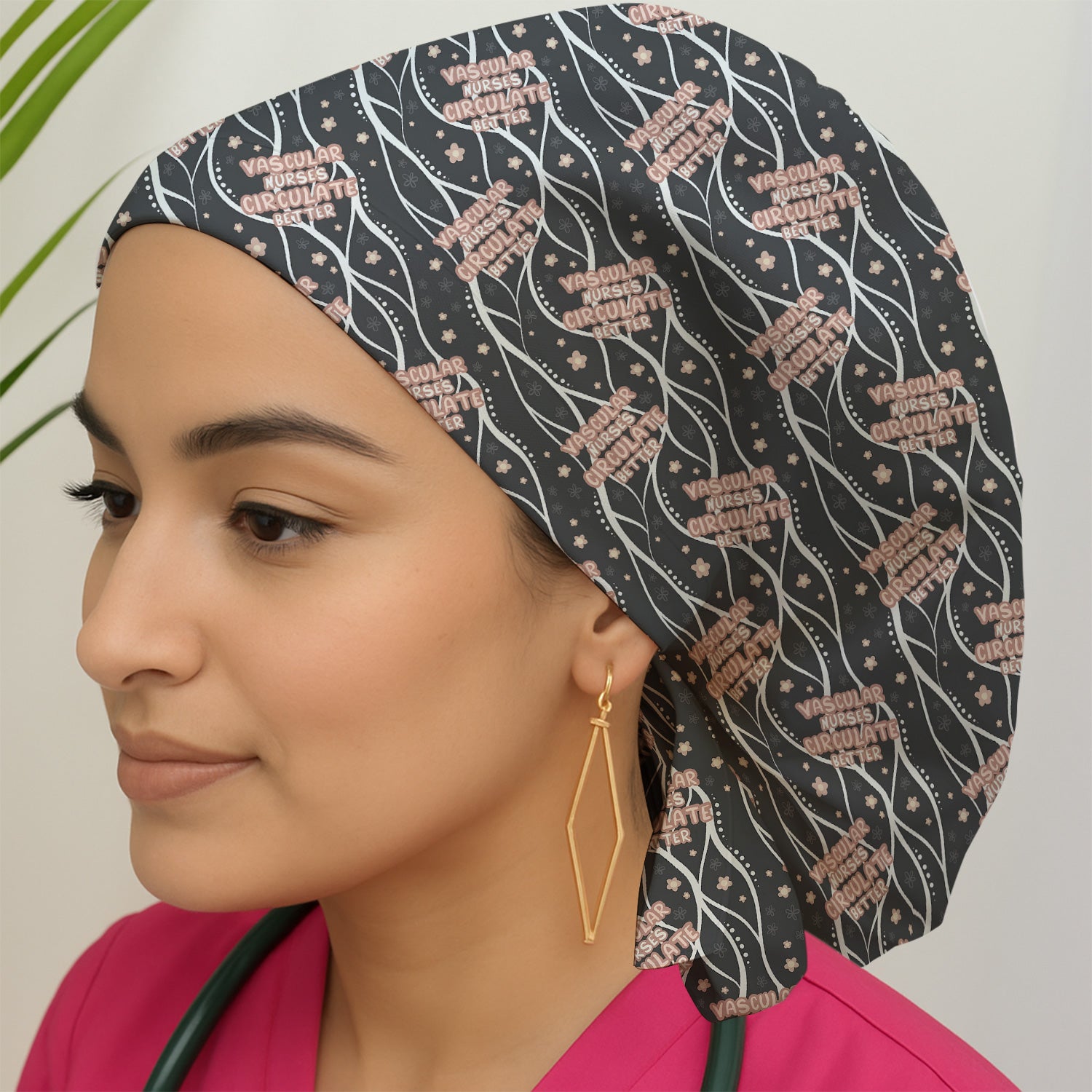 Inspirational Vascular Nurse Circulation Awareness Pattern Scrub Cap, Surgical Caps for Doctors
