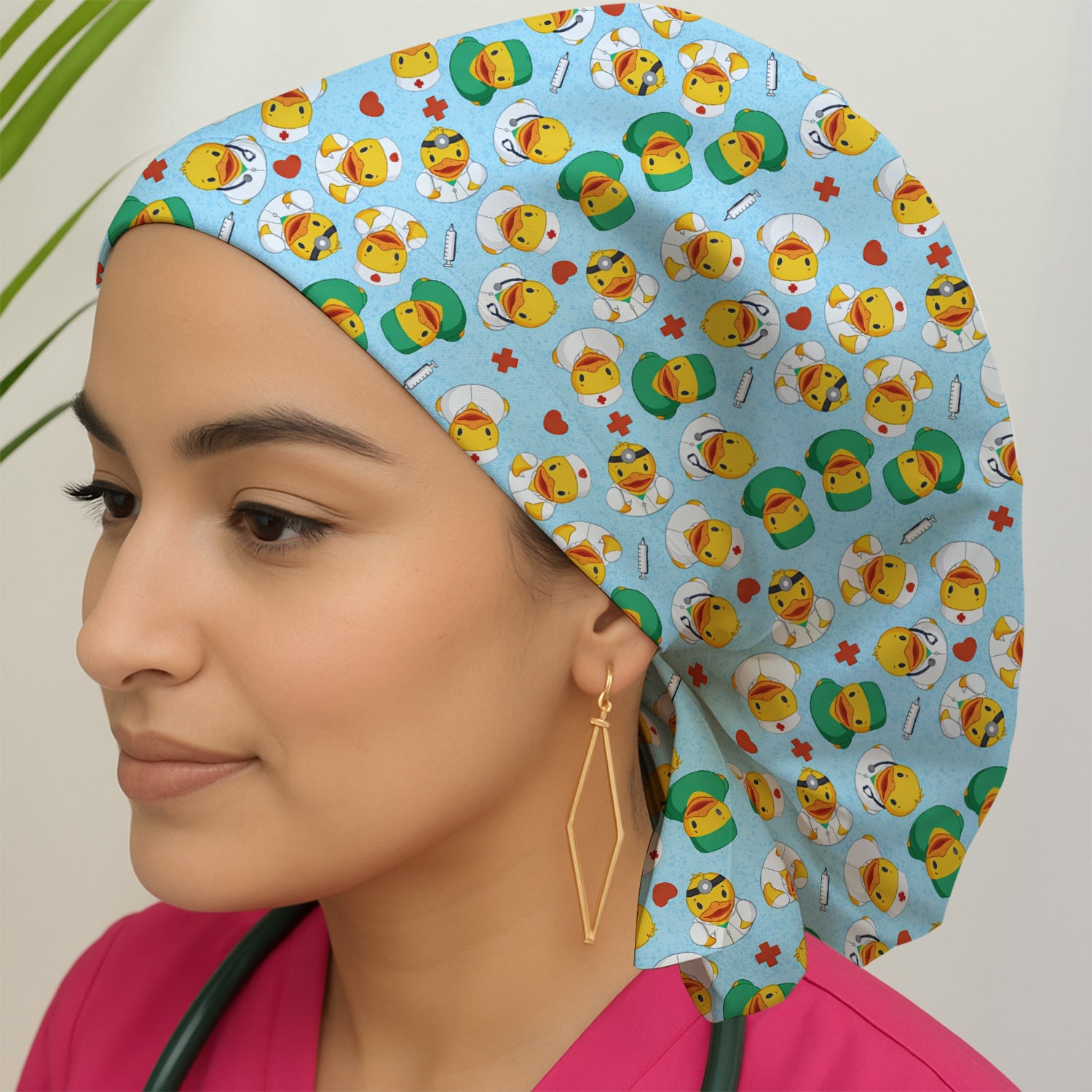 Duck Doctor Cartoon Pattern Scrub Cap, Surgical Caps for Doctors