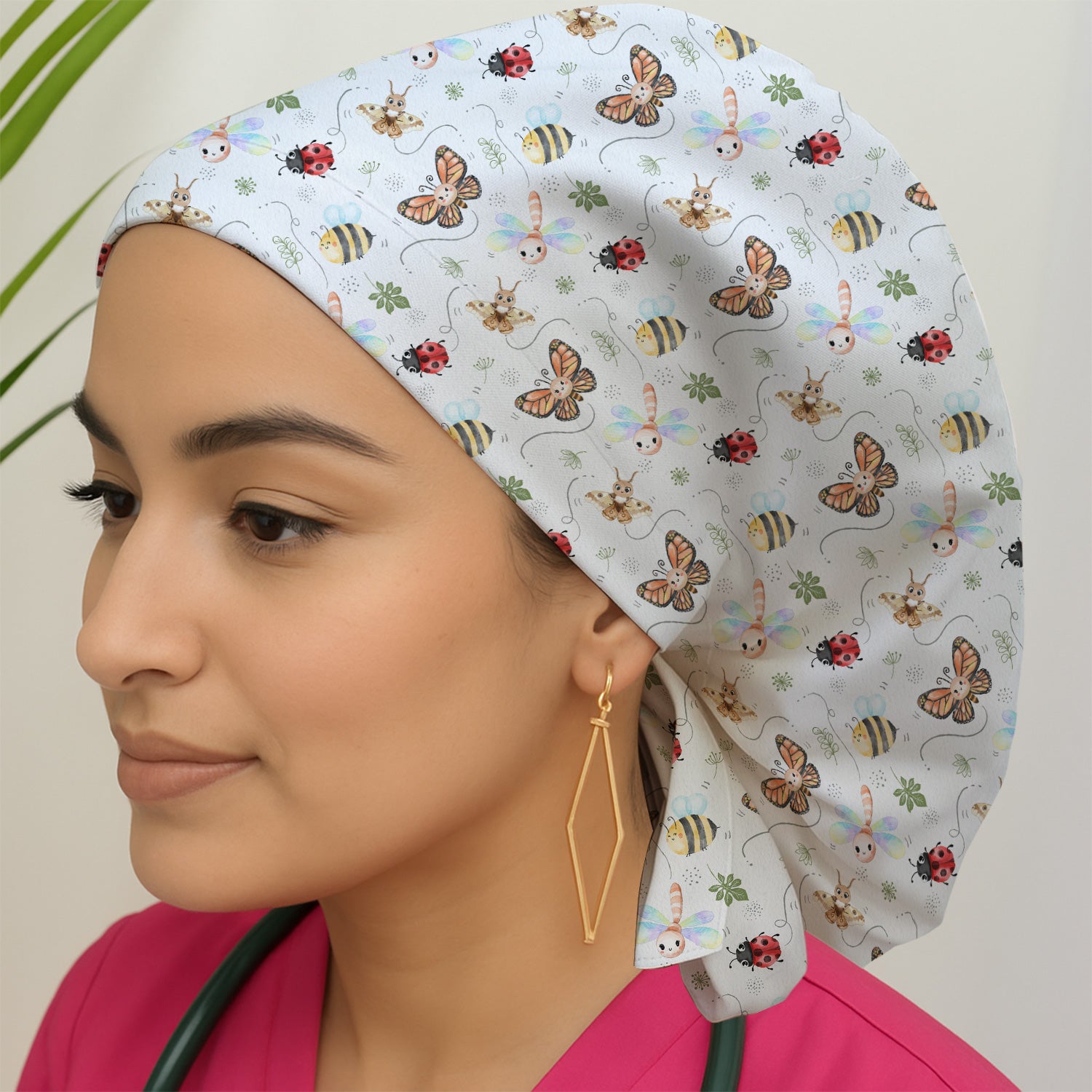 Colorful Garden Insect Pattern Scrub Cap, Surgical Caps for Doctors