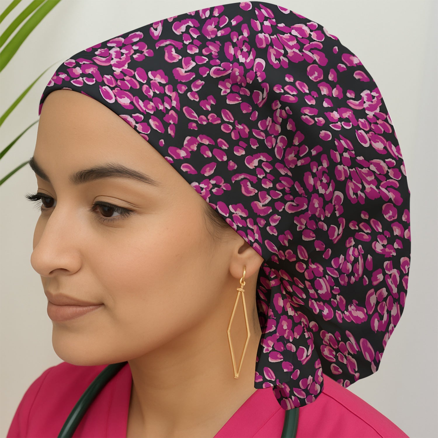 Falling Pink Rose Petals All Over Print Cap, Bouffant Scrub Caps for Women