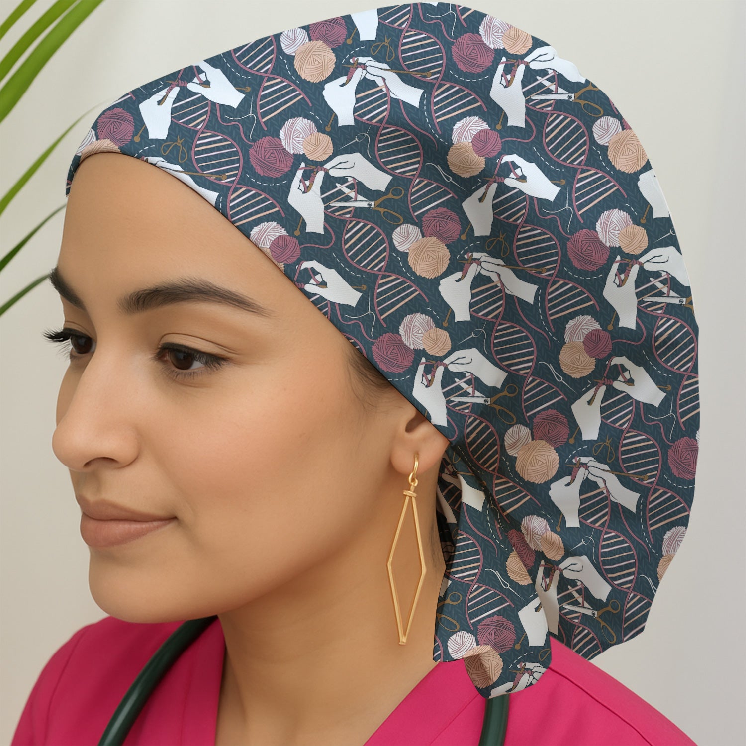DNA Helix Yarn Pattern Scrub Cap, Surgical Caps for Doctors