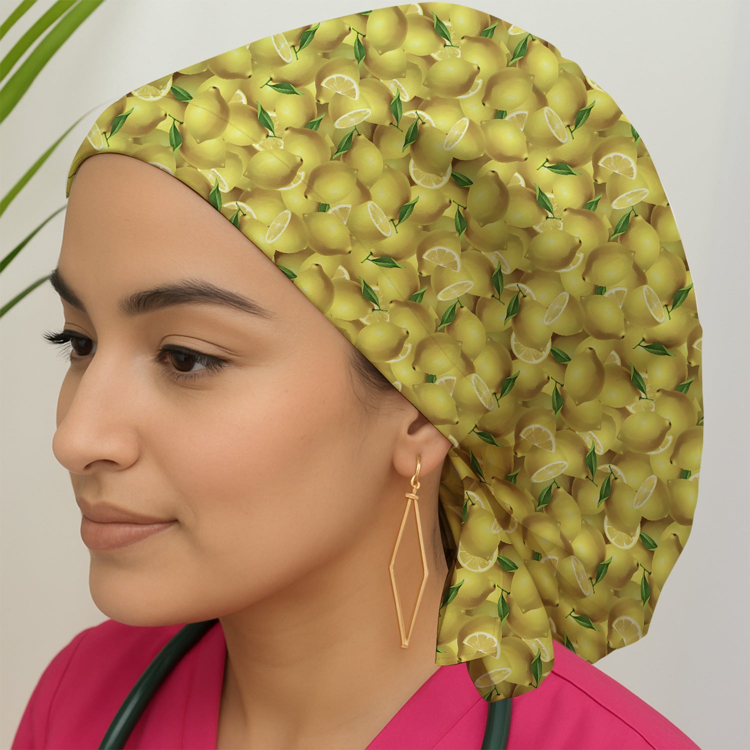 Fresh Lemon Fruit Pattern Caps, Bouffant Scrub Caps for Women