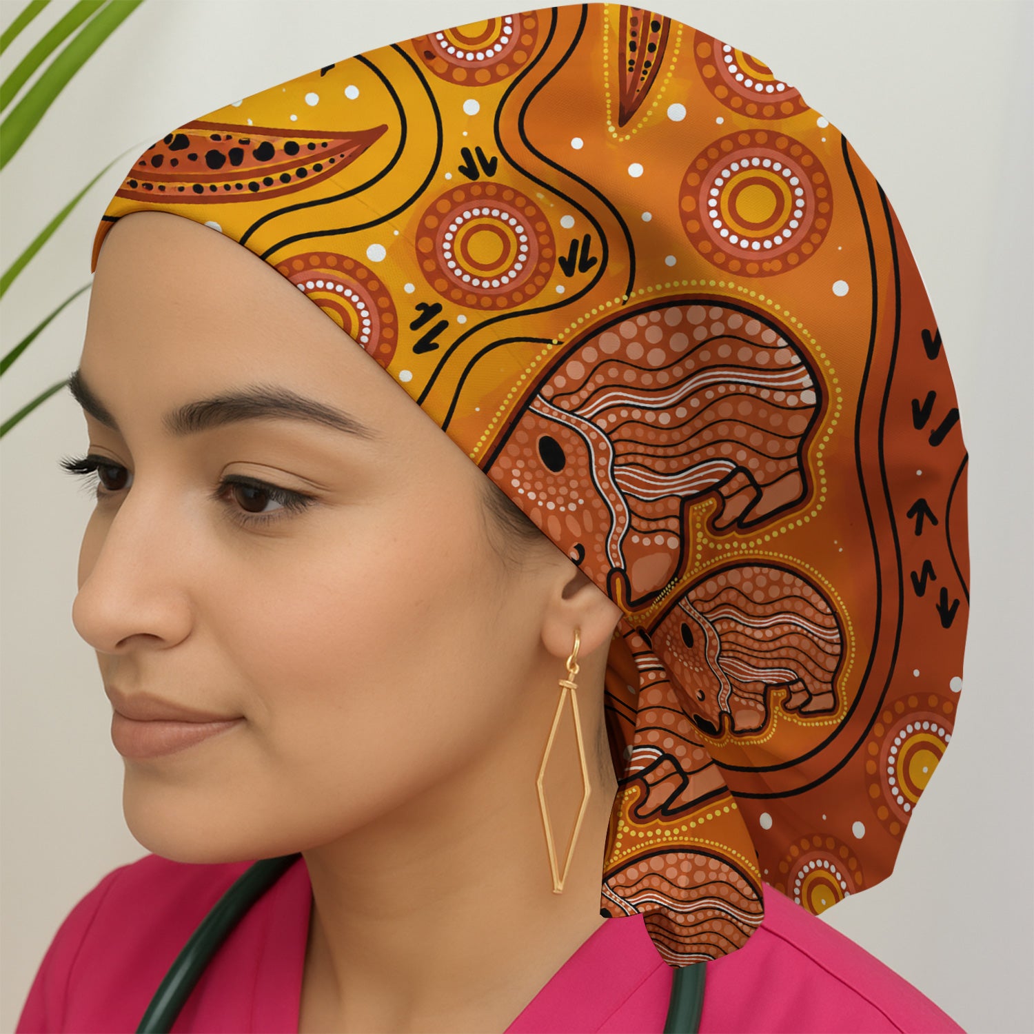 Australian Aboriginal Wombat Family Art Pattern Scrub Cap, Surgical Caps for Doctors