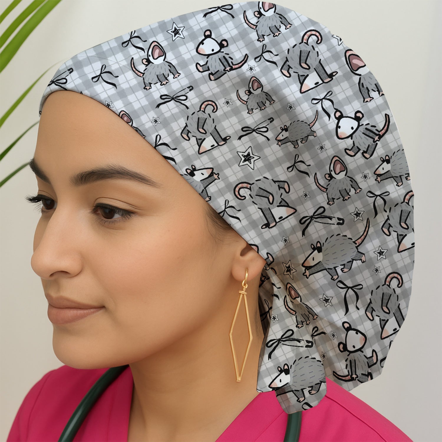 Funny Mouse Cartoon Pattern Surgical Cap, Breathable Fabrics Caps Uniform
