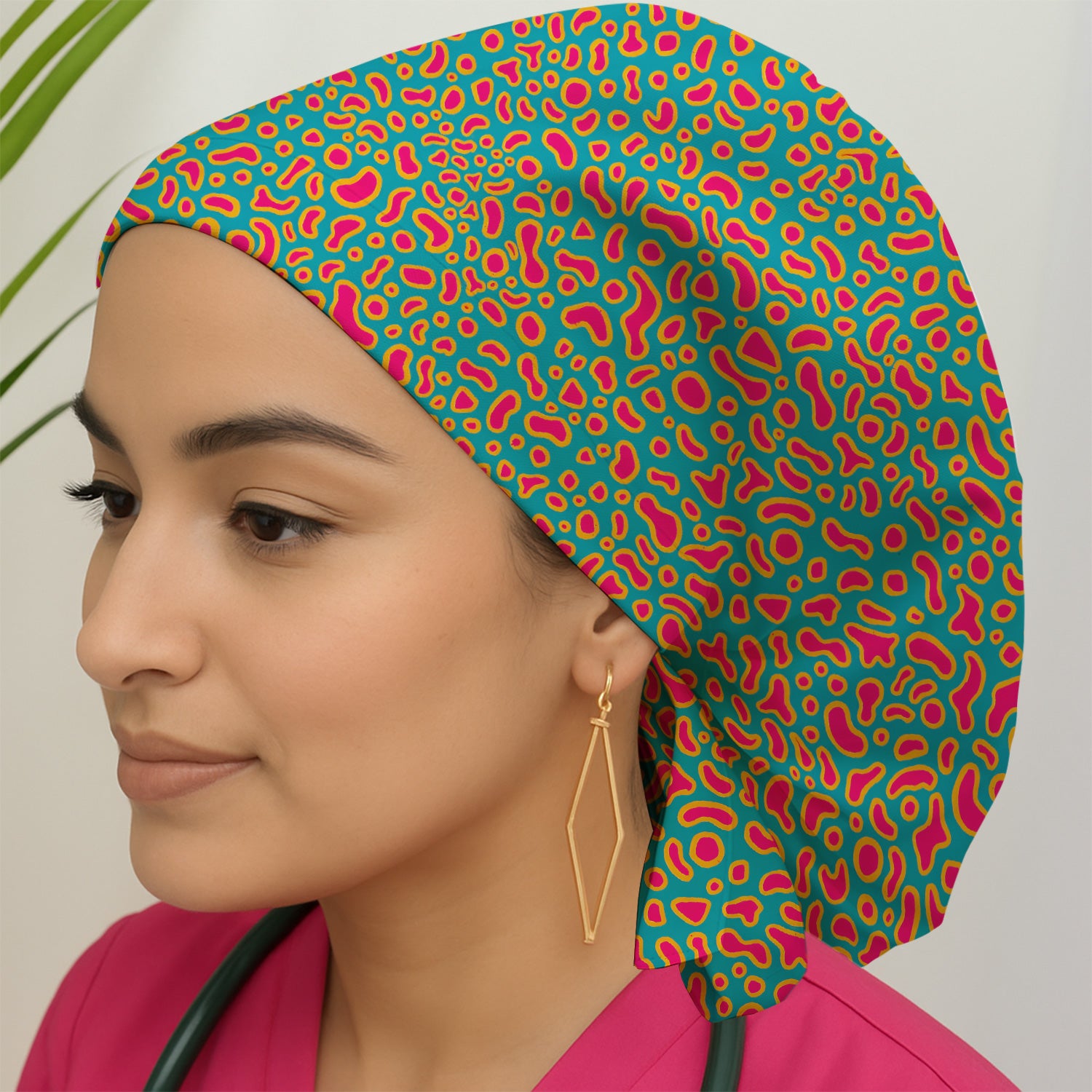 Colorful Abstract Leopard Pattern Print Cap, Surgical Caps for Nurses