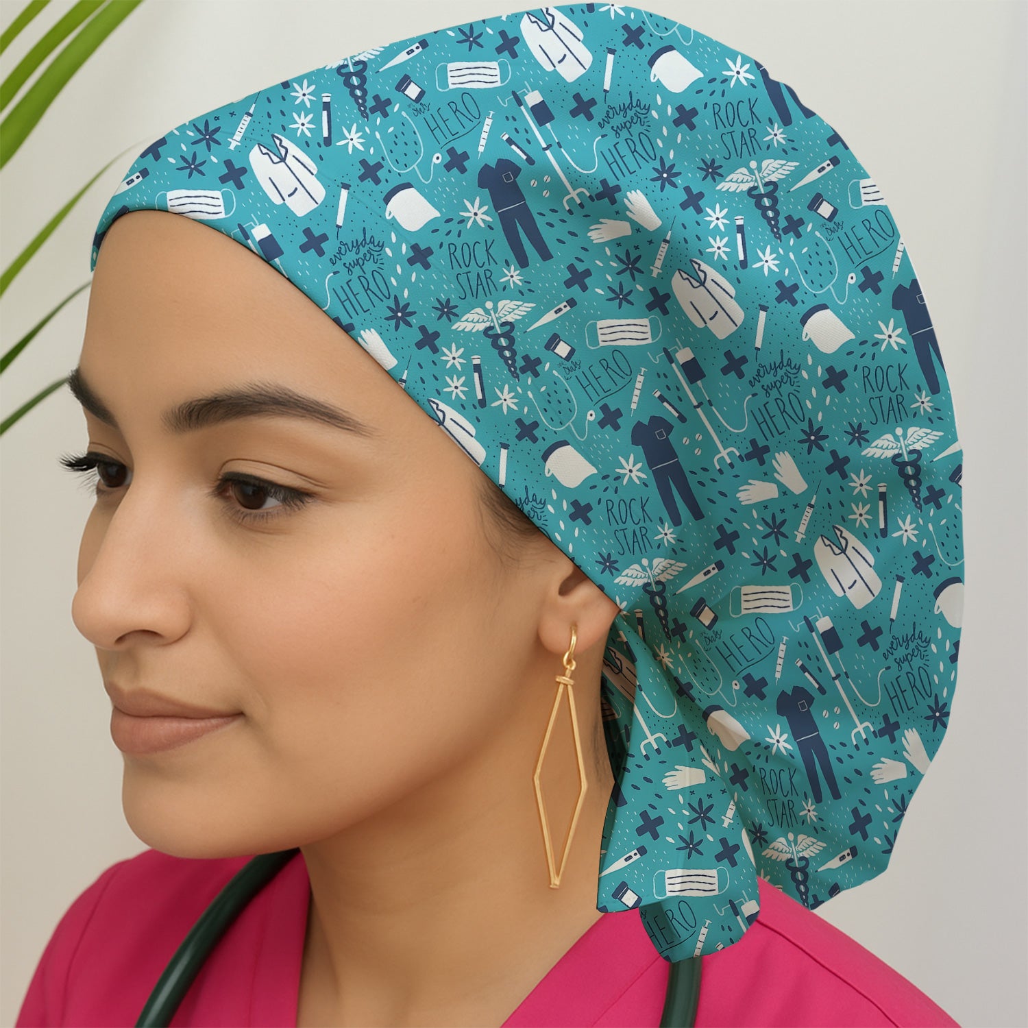 Inspirational Healthcare Hero Medical Tools Nurse Pattern Scrub Cap, Surgical Caps for Doctors
