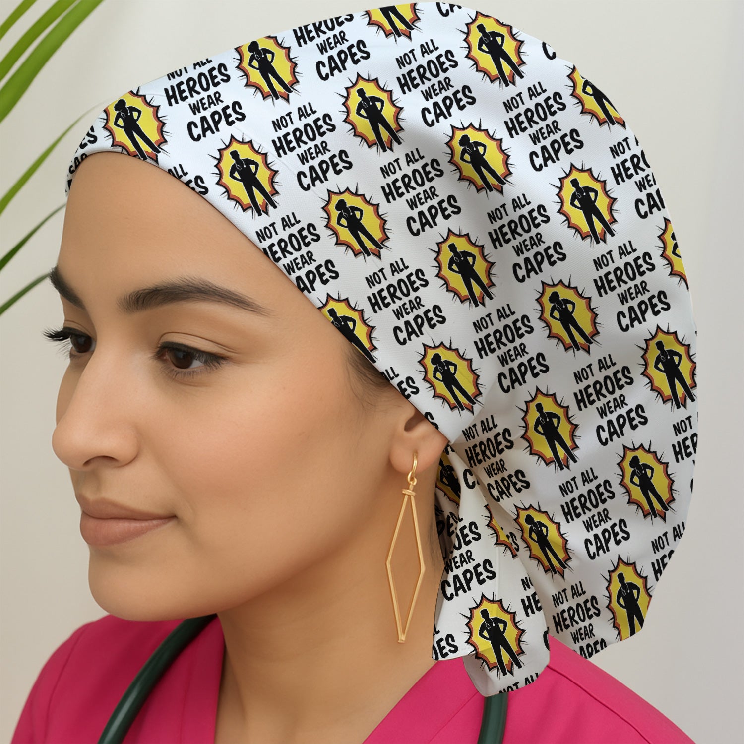 Not All Heroes Wear Capes Nurse Pattern Scrub Cap, Surgical Caps for Doctors