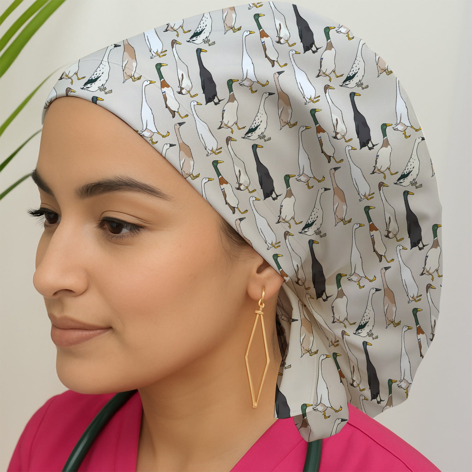 Duck Farm Animal Pattern Scrub Cap, Breathable Fabrics Caps Uniform