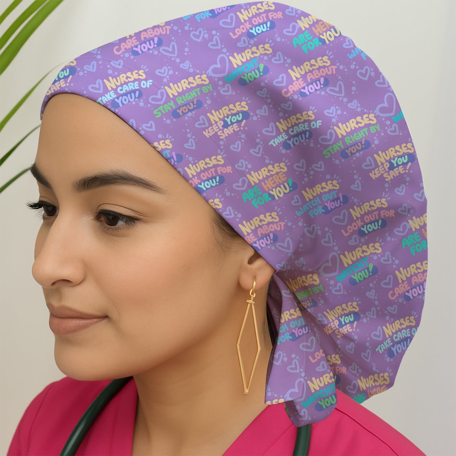 Inspirational Nurse Quote Care Message Pattern Scrub Cap, Surgical Caps for Doctors