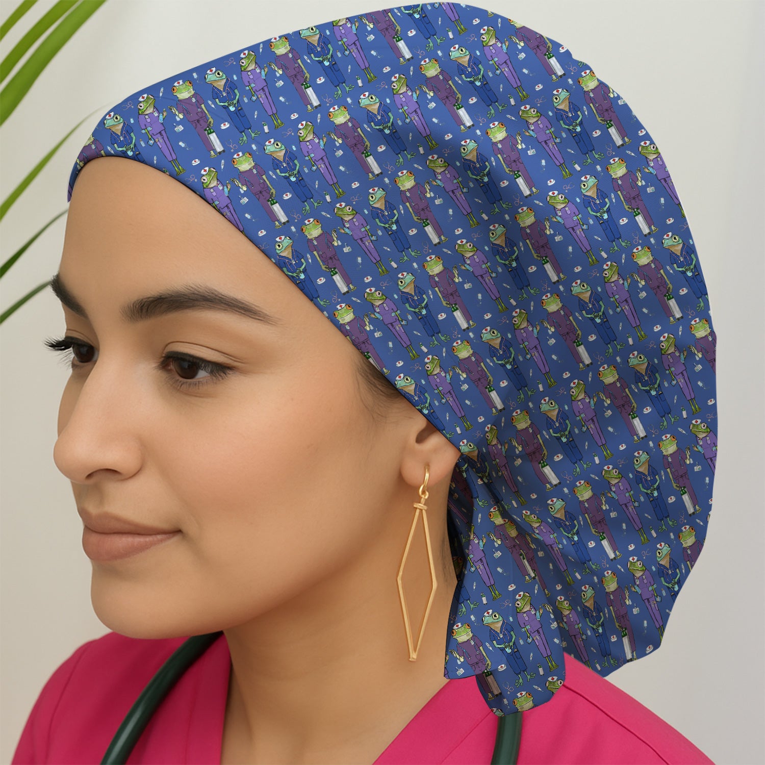 Funny Frog Nurse Pattern Medical Scrub Hat for Healthcare Workers