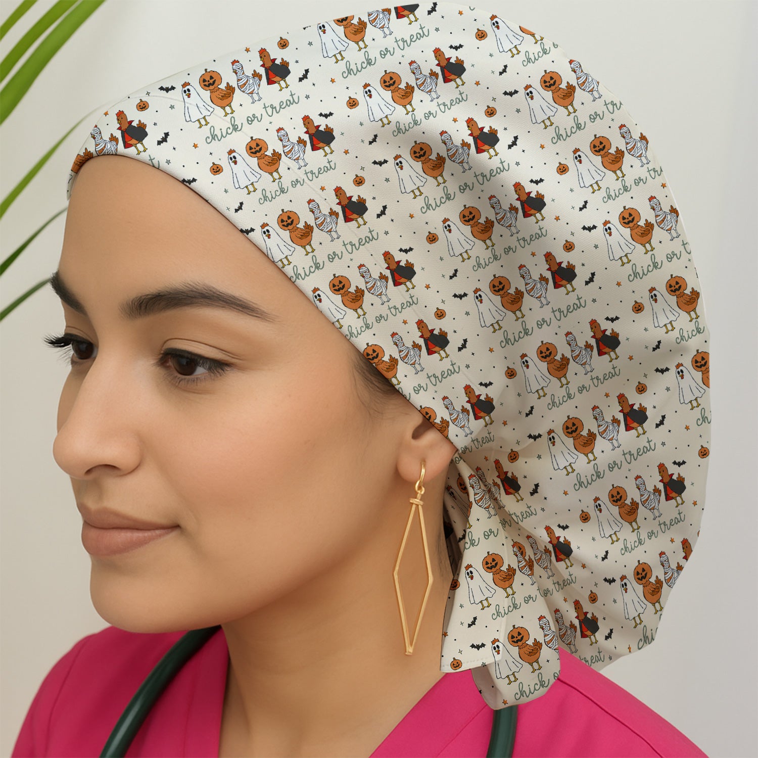 Funny Chick Or Treat Season Scrub Cap, Surgical Caps for Doctors