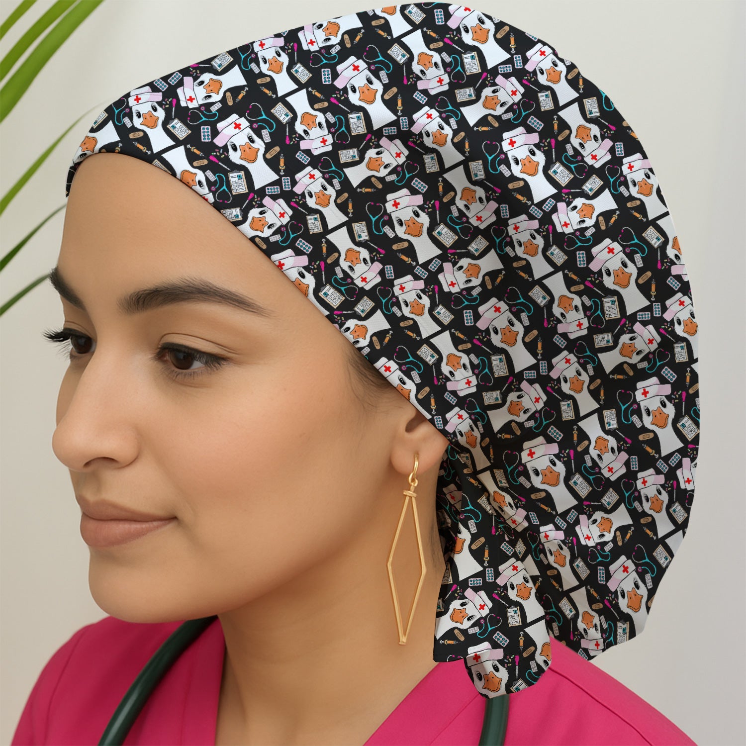 Duck Wearing Hat With Medical Tools Scrub Cap, Surgical Caps for Doctors