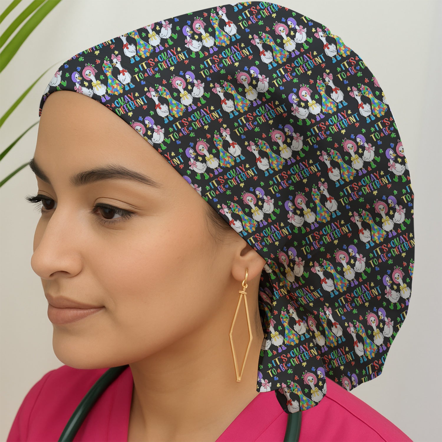 It’s Okay To Be Different Duck Pattern Cap, Surgical Caps for Doctors