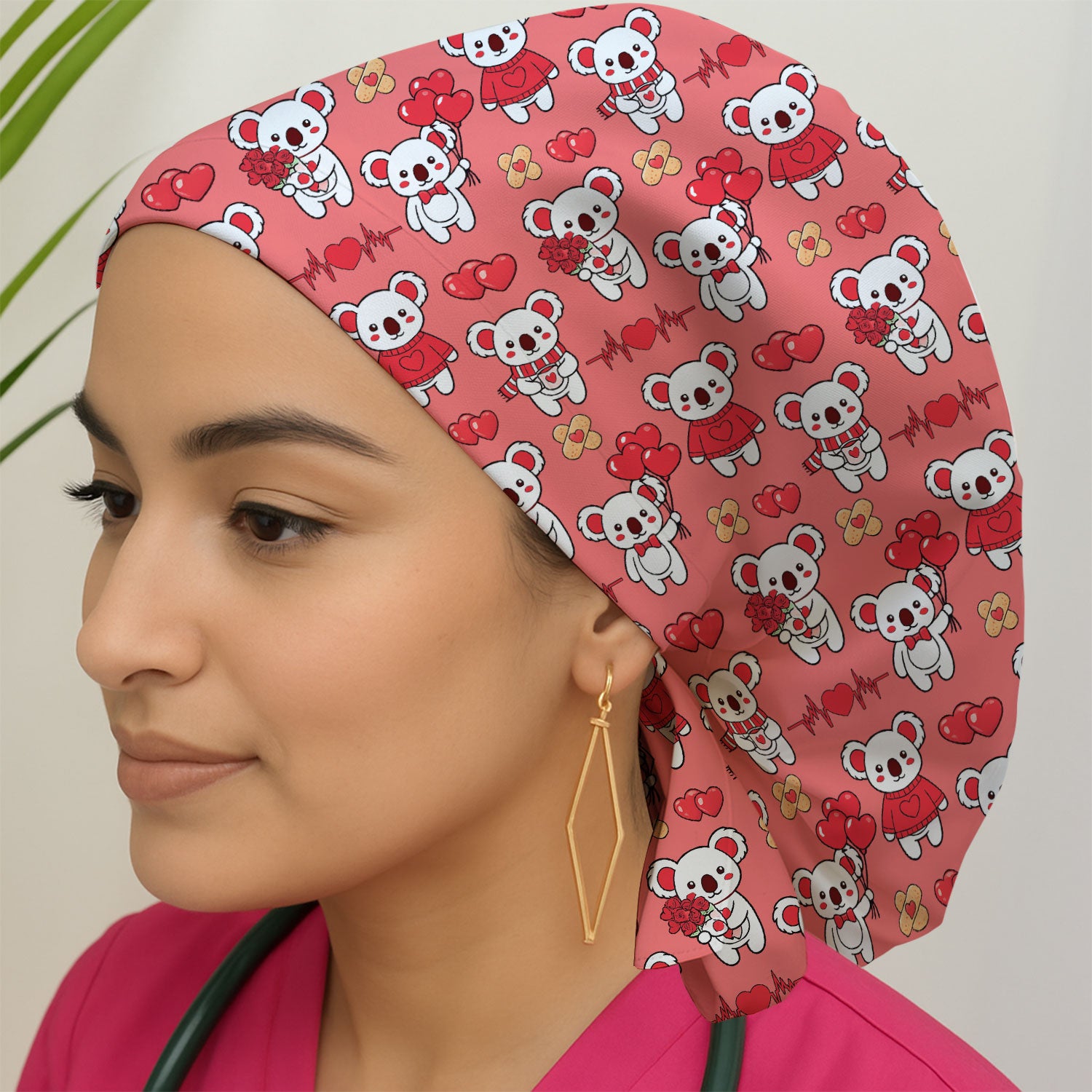 Sweet Koala Valentine Medical Design Scrub Cap, Surgical Caps for Doctors