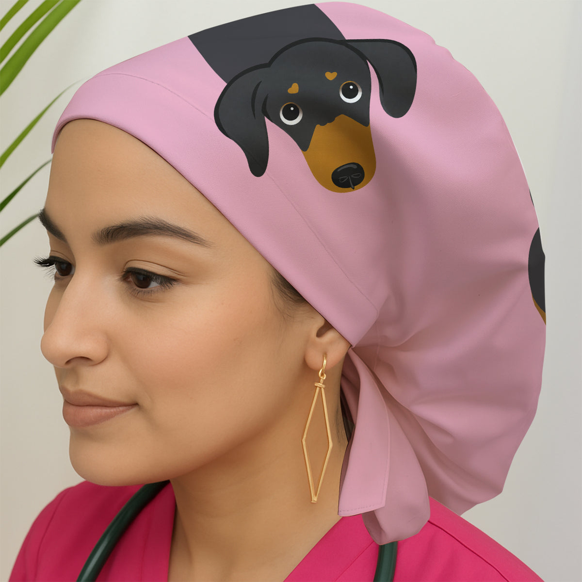 Cute Peekaboo Dachshund Dog Scrub Cap, Surgical Caps for Doctors