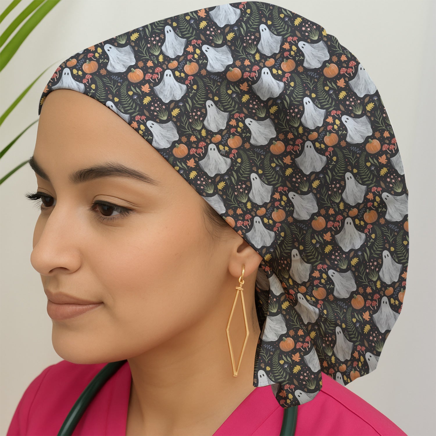 Pumpkin Woodland Pattern Scrub Cap, Surgical Caps for Doctors