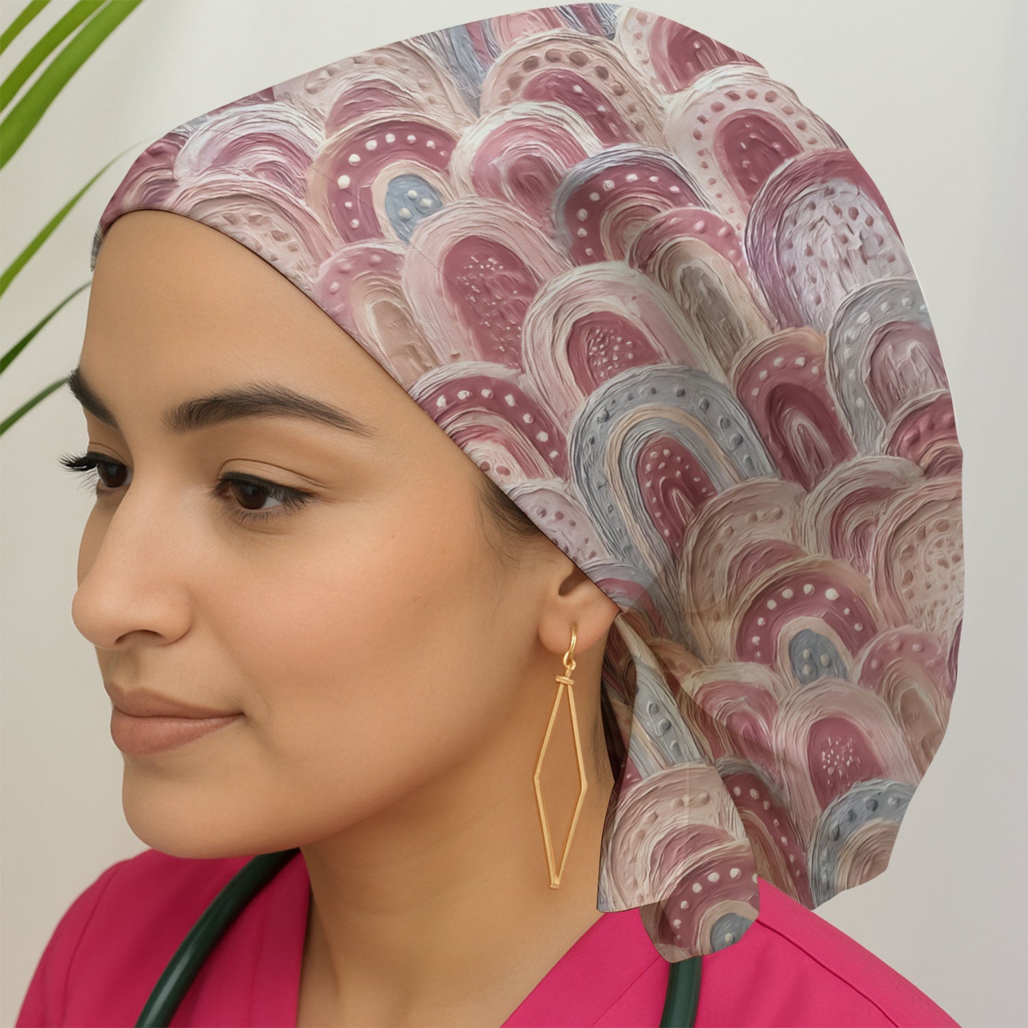 Aboriginal Dot Painting Scrub Cap, Tracks And Dreamtime Journey Lines Medical Pattern Hat, Breathable Fabrics Nursing Uniform