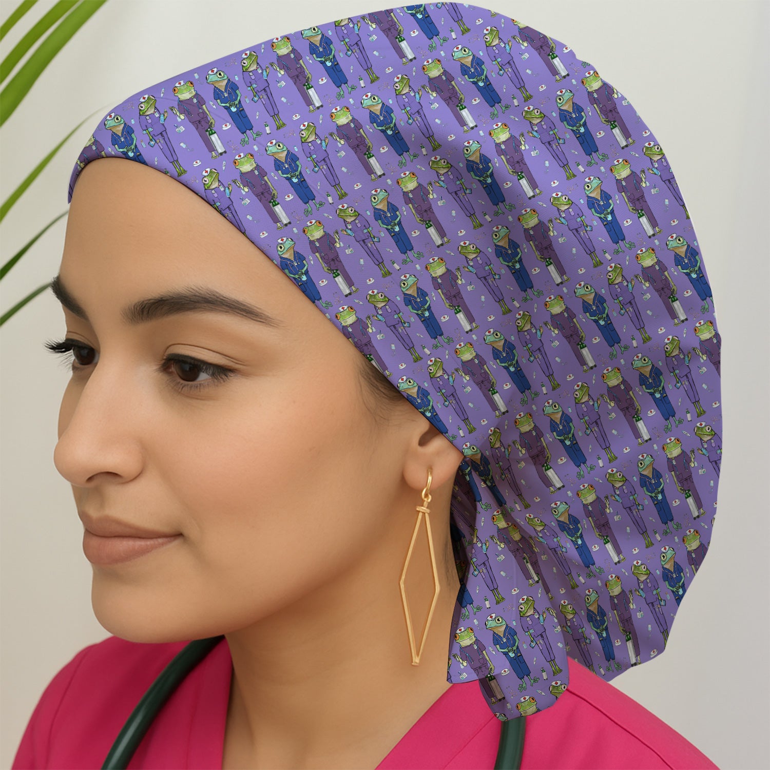 Funny Frog Nurse Pattern Medical Scrub Hat for Healthcare Workers
