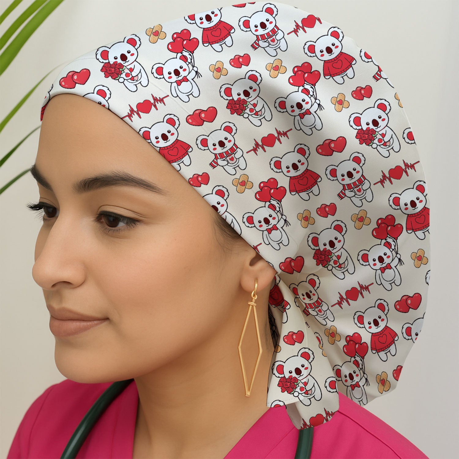 Sweet Koala Valentine Medical Design Scrub Cap, Surgical Caps for Doctors
