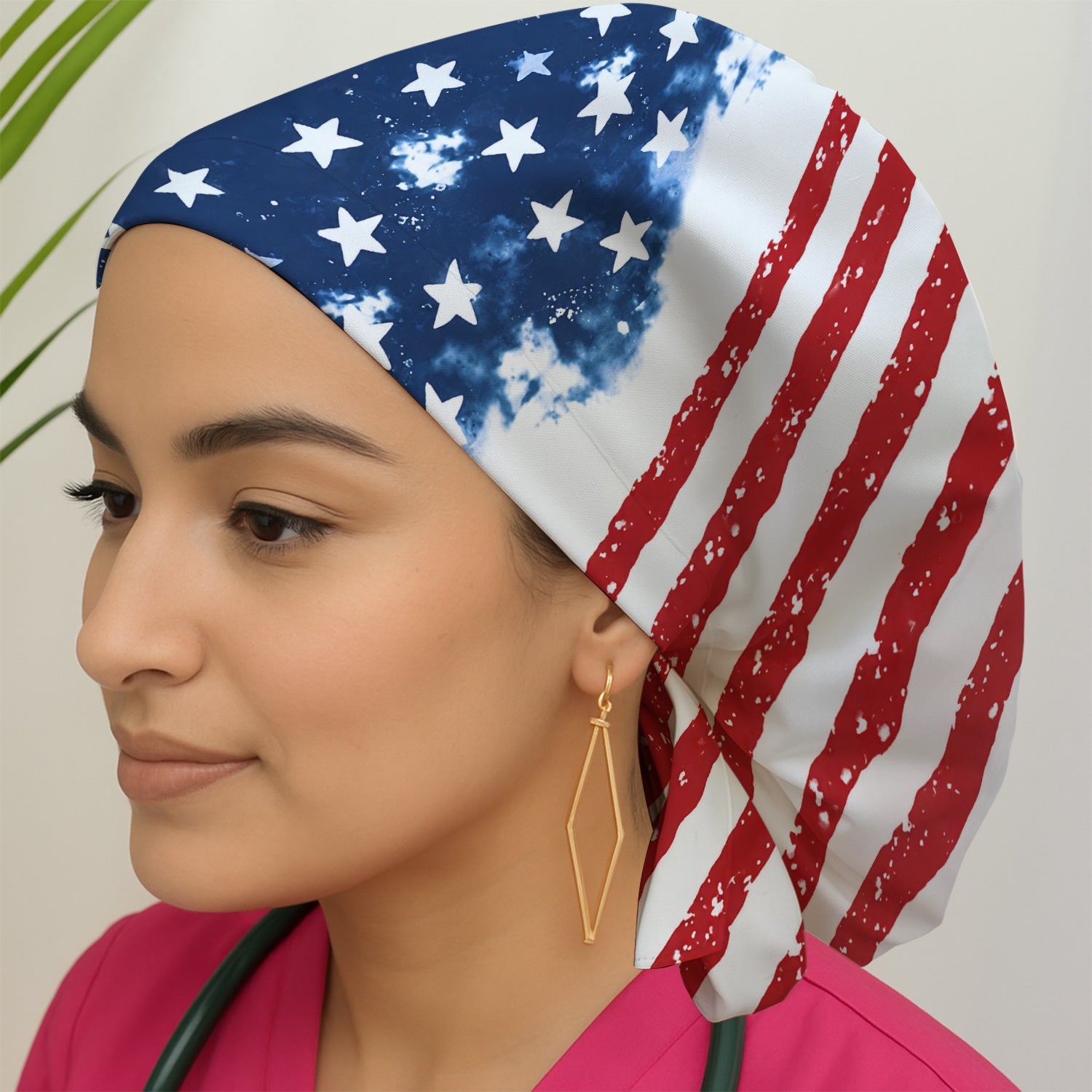 USA Stars And Stripes Pattern Scrub Cap, Surgical Caps for Doctors