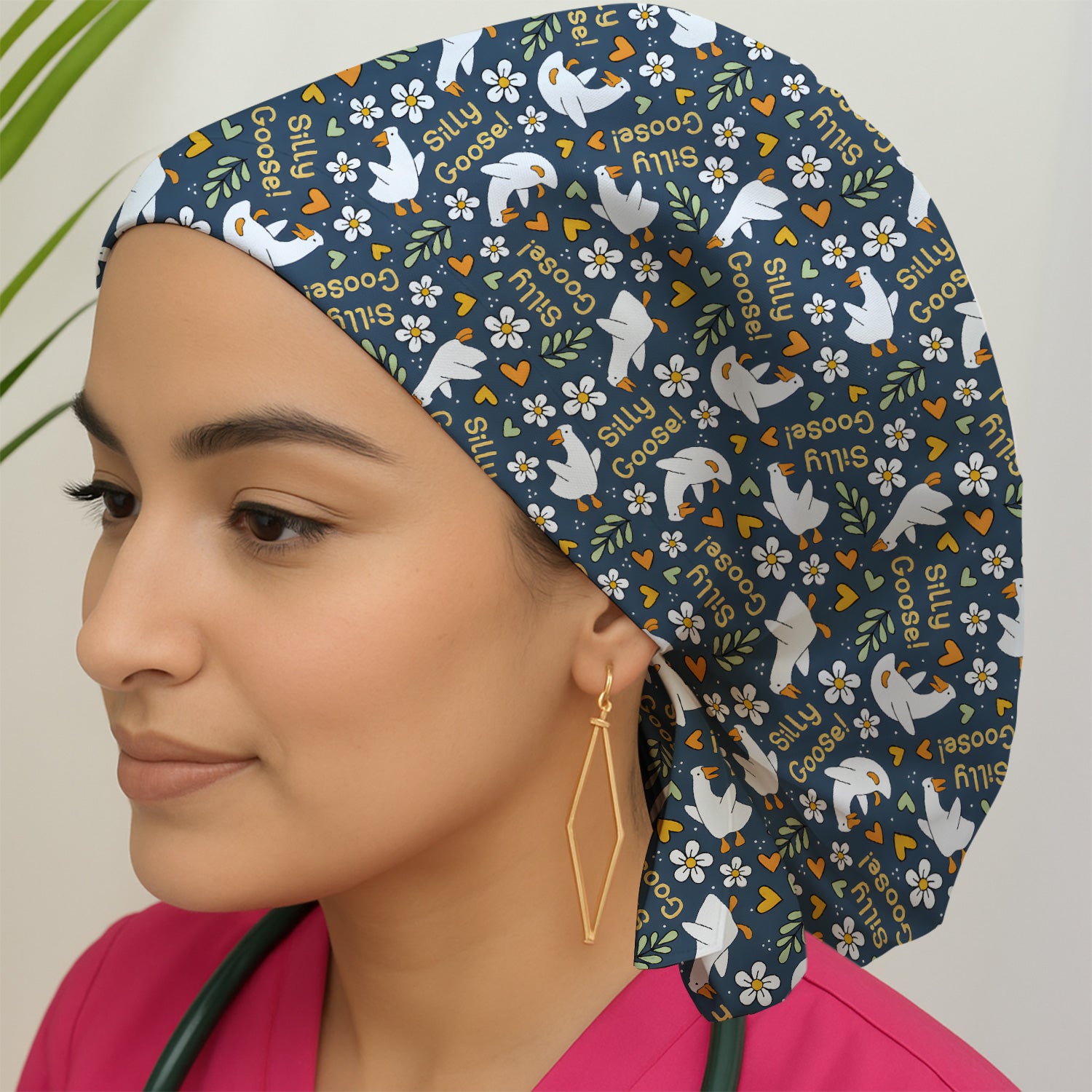 Silly Goose Floral Pattern Scrub Cap, Surgical Caps for Doctors