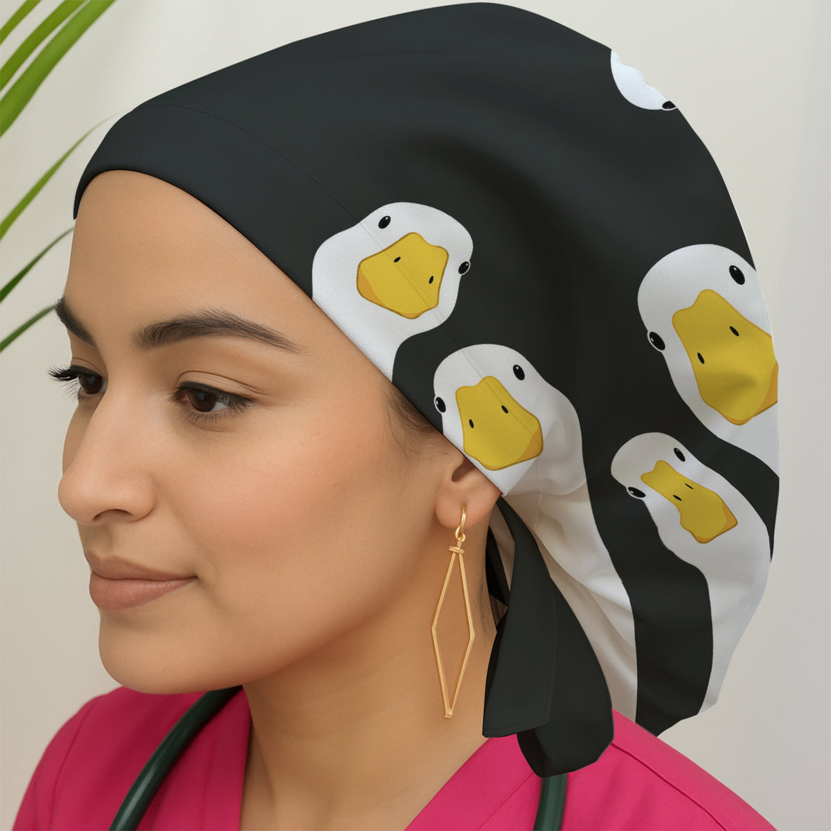 Funny Peekaboo Goose Faces Scrub Cap, Surgical Caps for Doctors