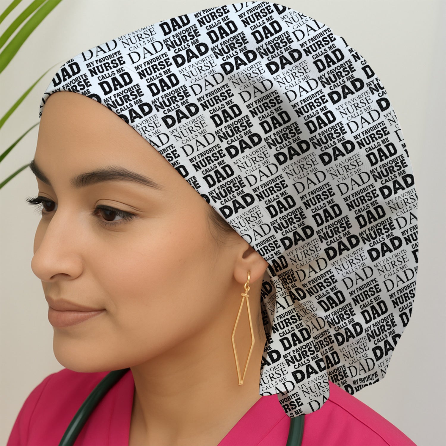 Favorite Nurse Calls Dad Pattern Scrub Cap, Surgical Caps for Doctors
