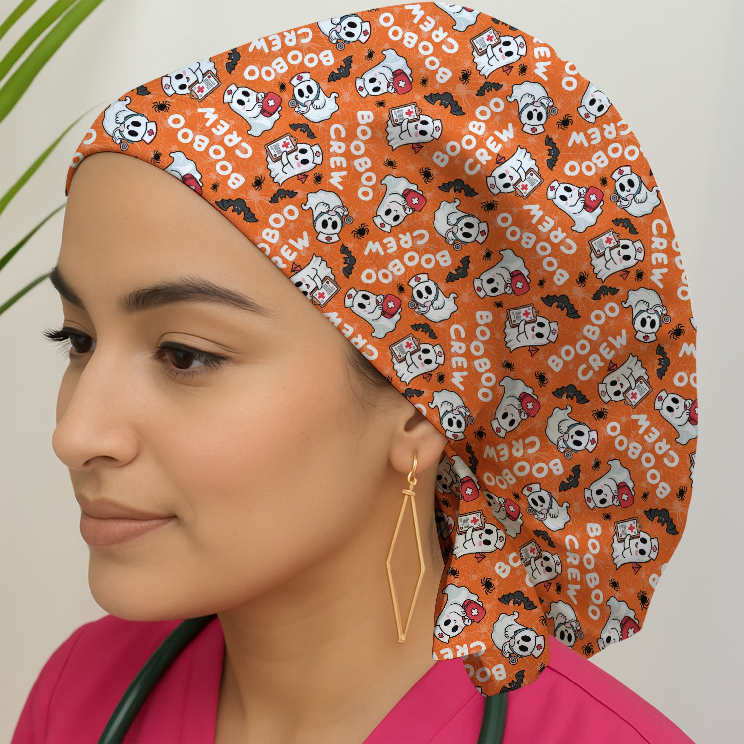 Cute Halloween Boo Boo Crew Ghost Scrub Cap, Surgical Caps for Doctors