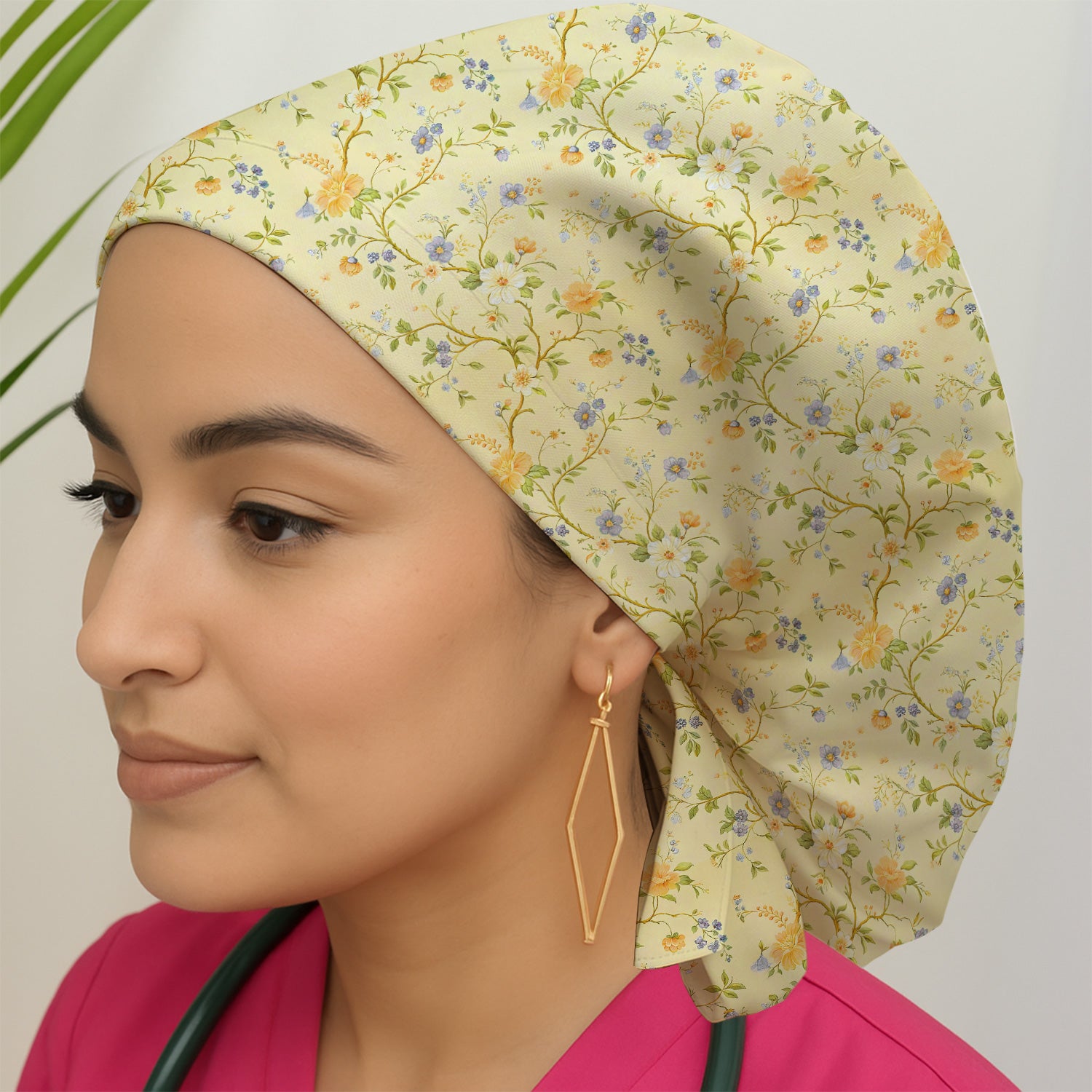 Sunny Wildflower Garden Floral Scrub Cap, Surgical Caps for Doctors