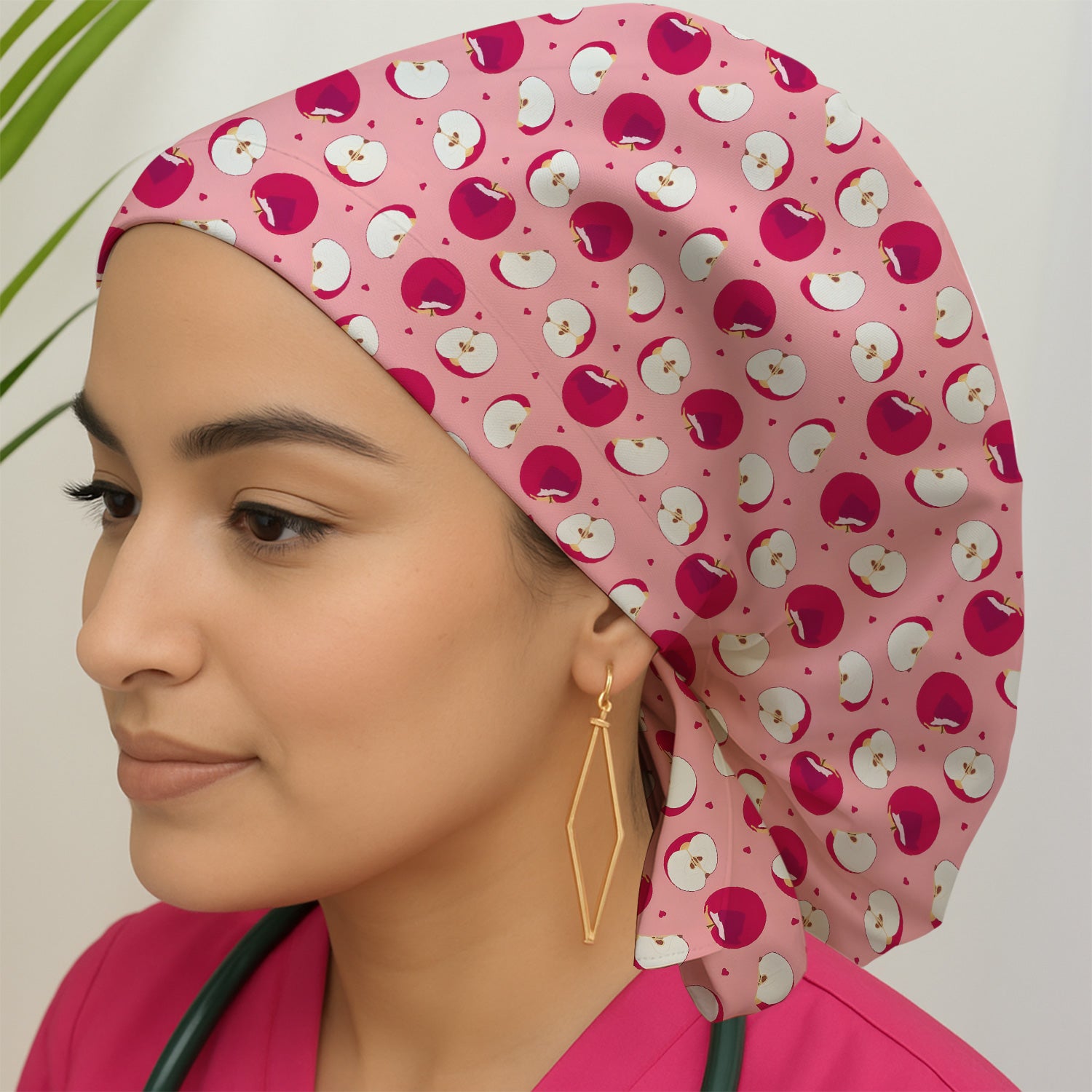 Cute Red Apple Fruit Pattern Caps, Breathable Fabrics Caps Uniform