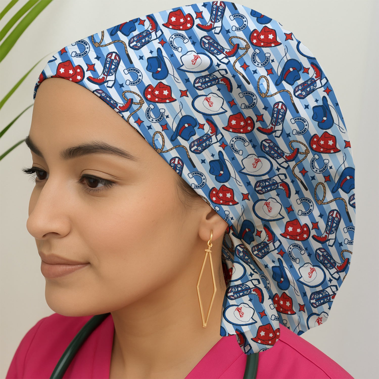 Western Cowboy Boots And Hats Print Scrub Cap, Surgical Caps for Doctors