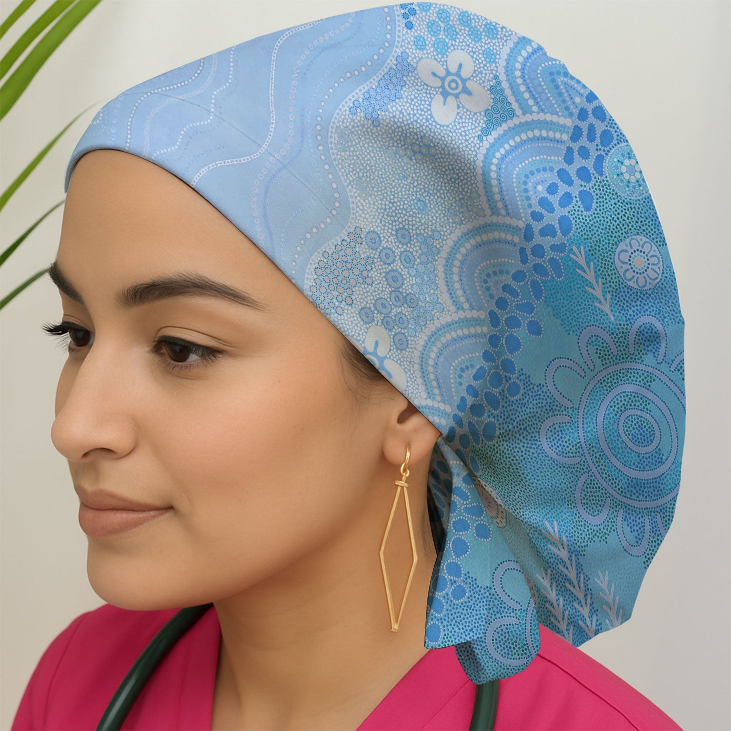 Floral Mandala Dot Pattern Cap, Surgical Caps for Doctors
