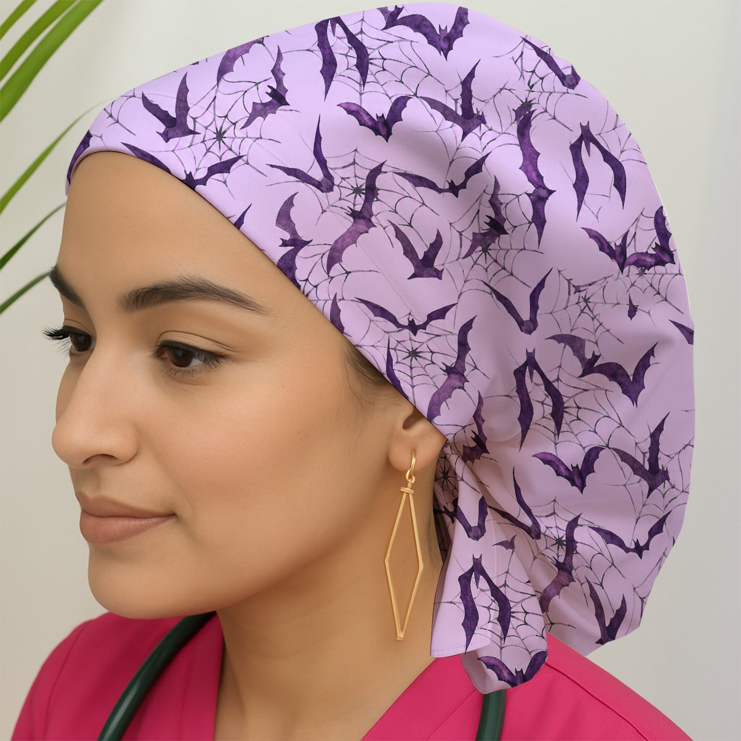 Halloween Bat with Spider Web Scrub Cap, Surgical Caps for Doctors