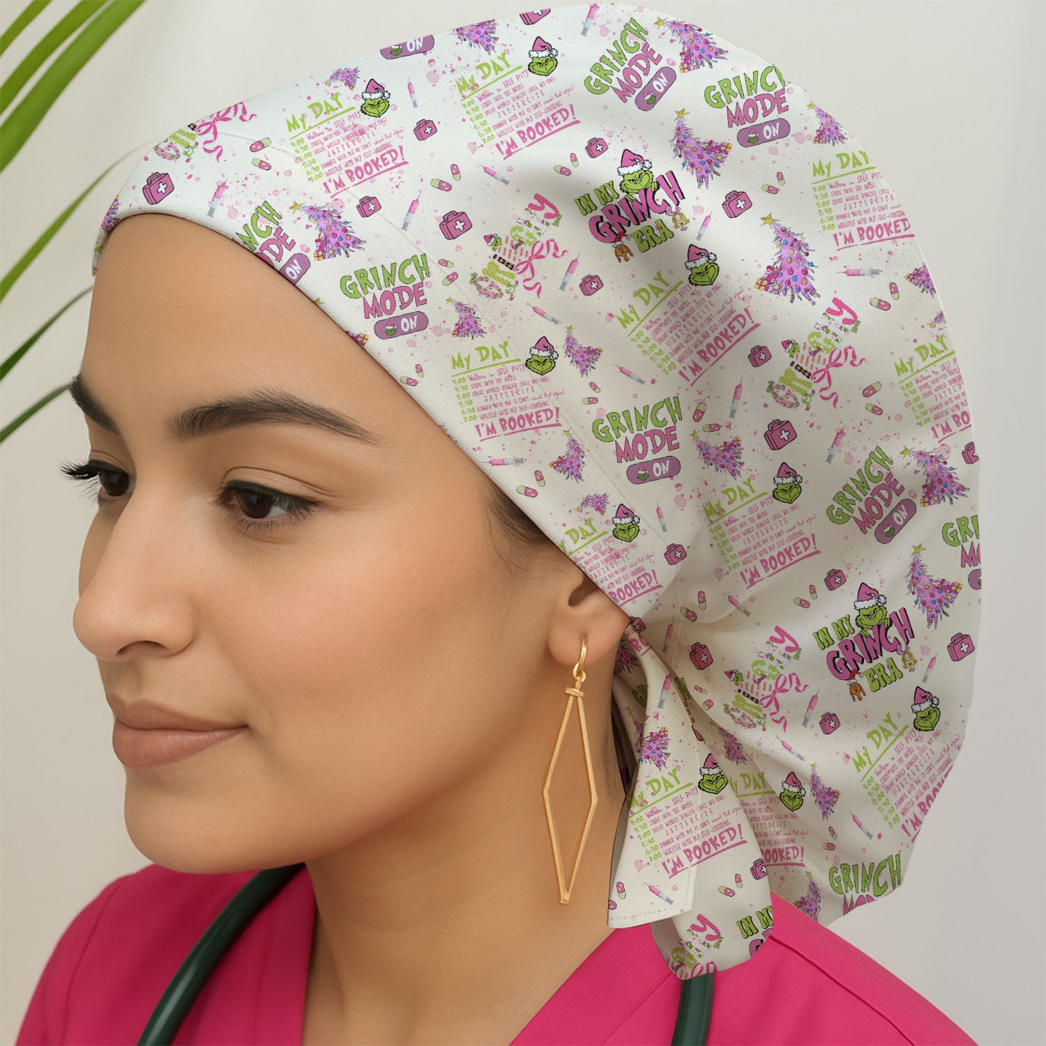 I’m Booked Funny Christmas Nurse Scrub Cap - Grinch Mode On Holiday Surgical Hat Multi Color - Grinchmas Gift for RN CNA LPN
